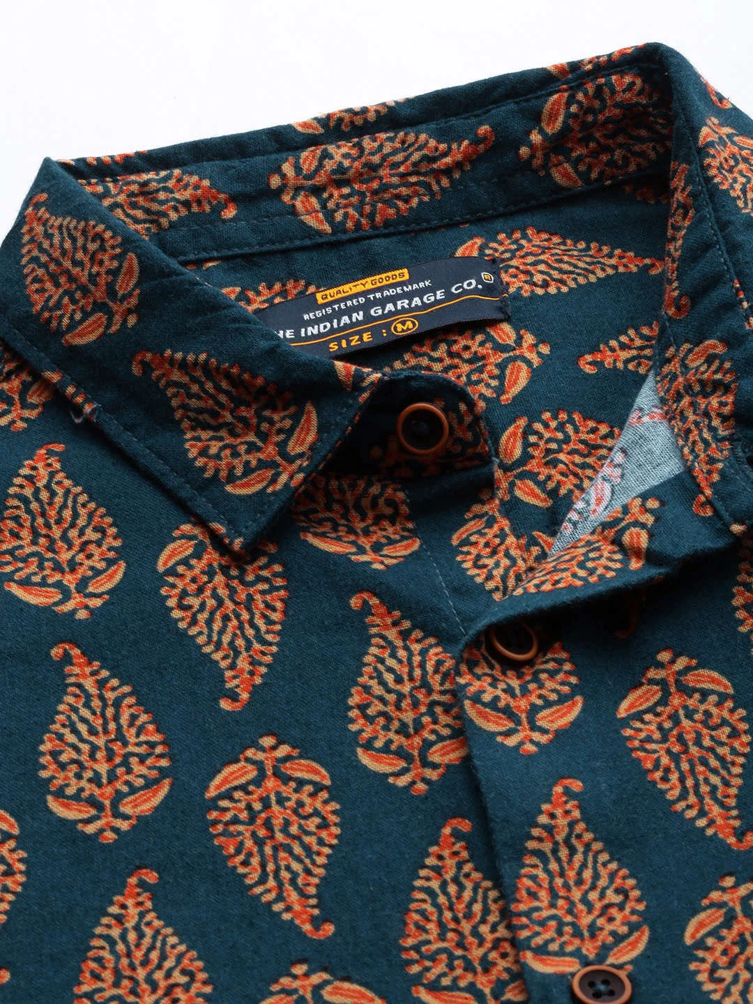 Men's Navy Blue Regular Fit Printed Casual Shirt - Image 3