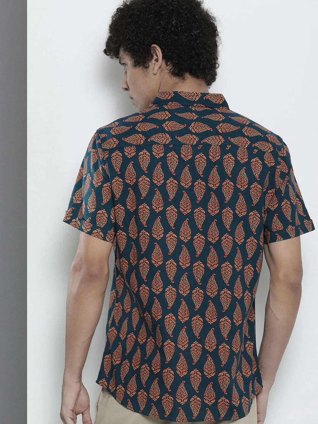 Men's Navy Blue Regular Fit Printed Casual Shirt - Image 7