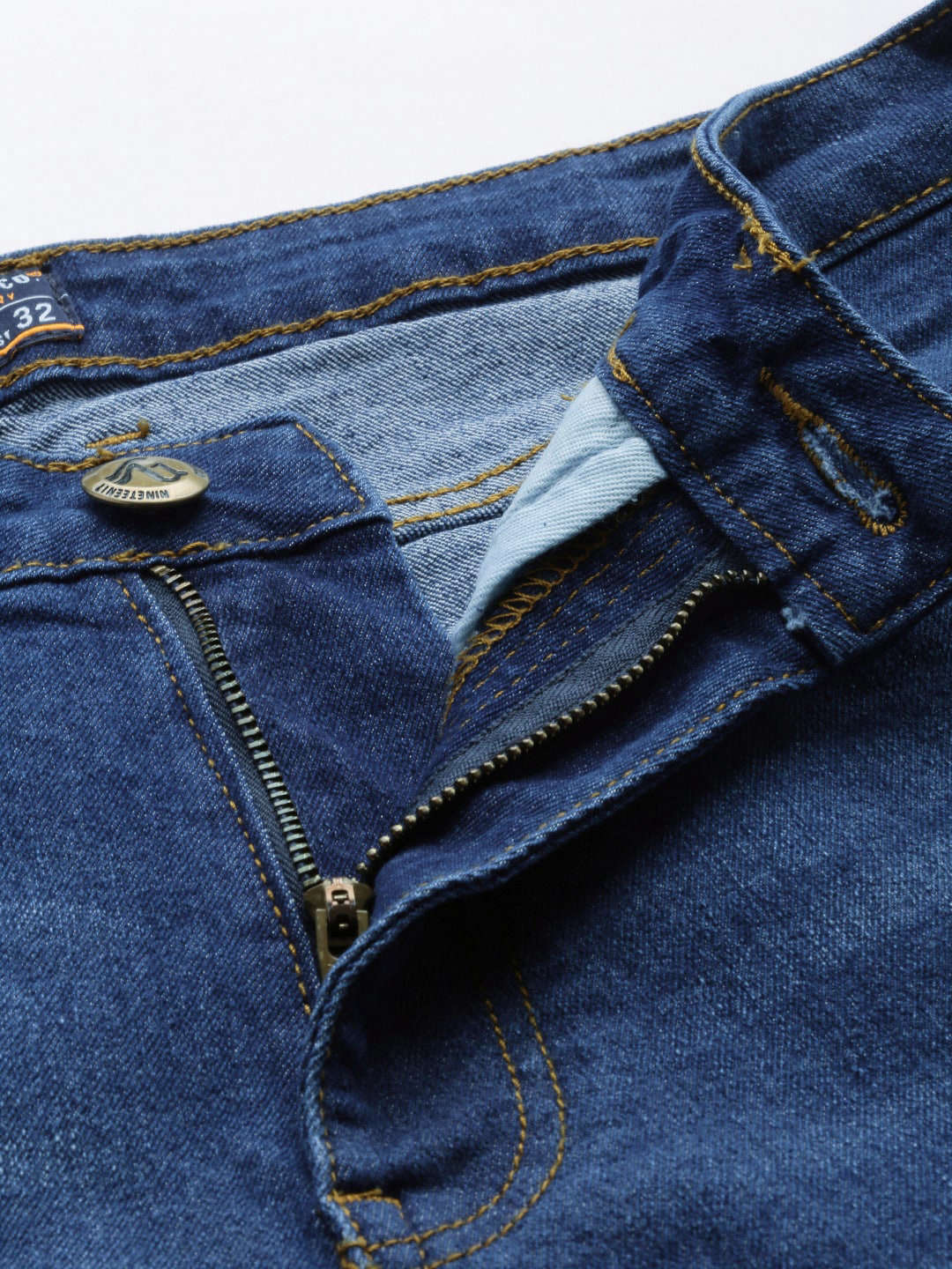 Men's Blue Slim Straight Fit Solid Mid-Rise Stretchable Jeans - Image 4