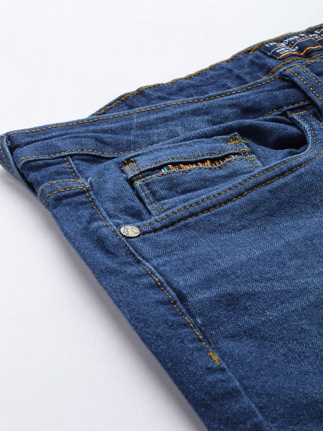 Men's Blue Slim Straight Fit Solid Mid-Rise Stretchable Jeans - Image 6
