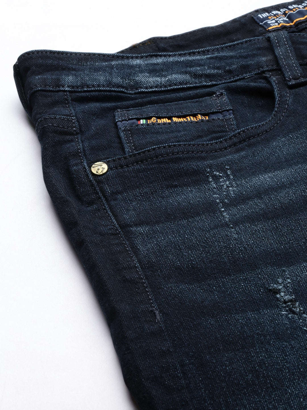 Men's Dark Blue Slim Fit Solid Street Wear Jeans - Image 6