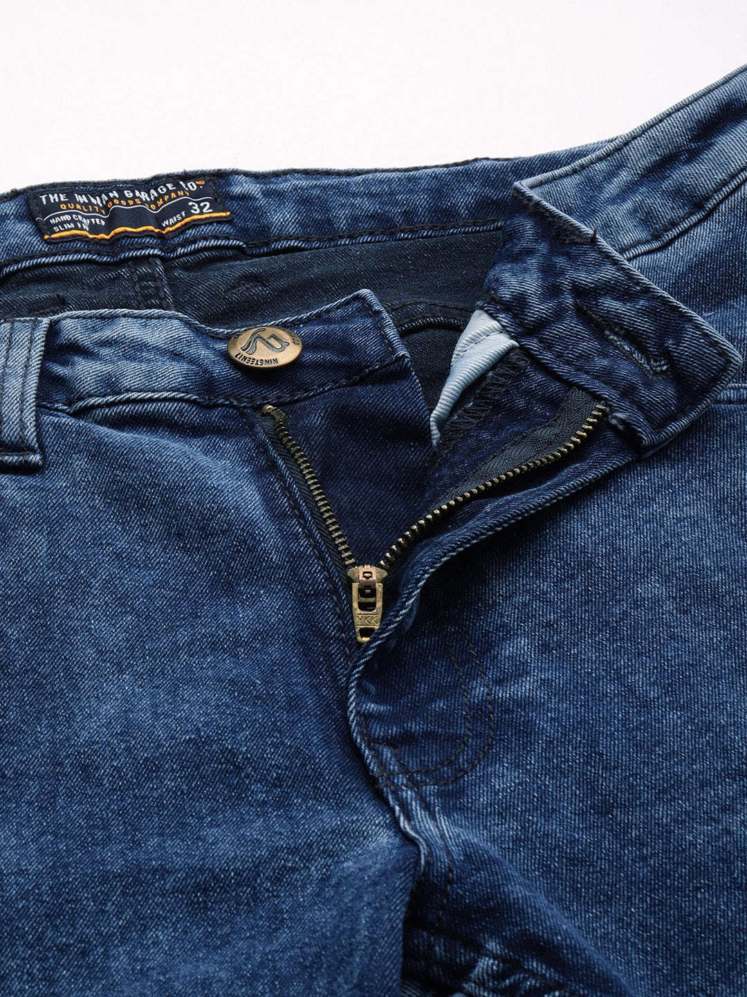 Men's Blue Slim Straight Fit Solid Mid-Rise Stretchable Jeans - Image 4