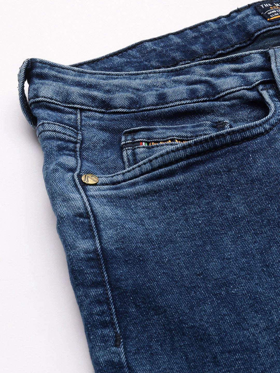 Men's Blue Slim Straight Fit Solid Mid-Rise Stretchable Jeans - Image 6
