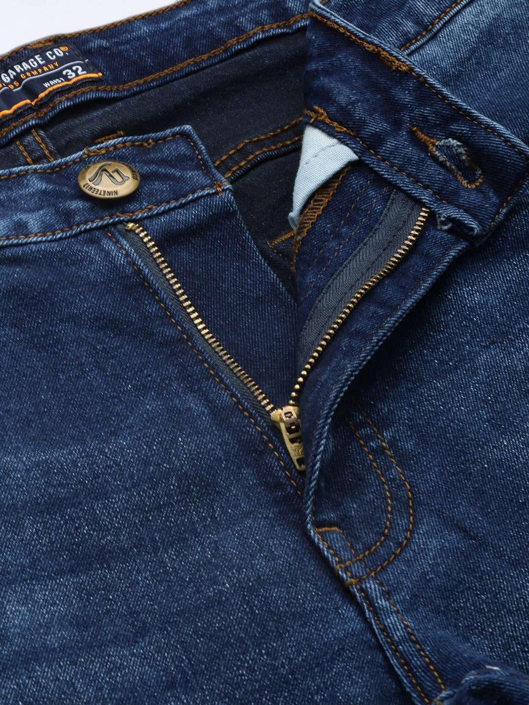 Men's Blue Slim Straight Fit Solid Mid-Rise Stretchable Jeans - Image 4