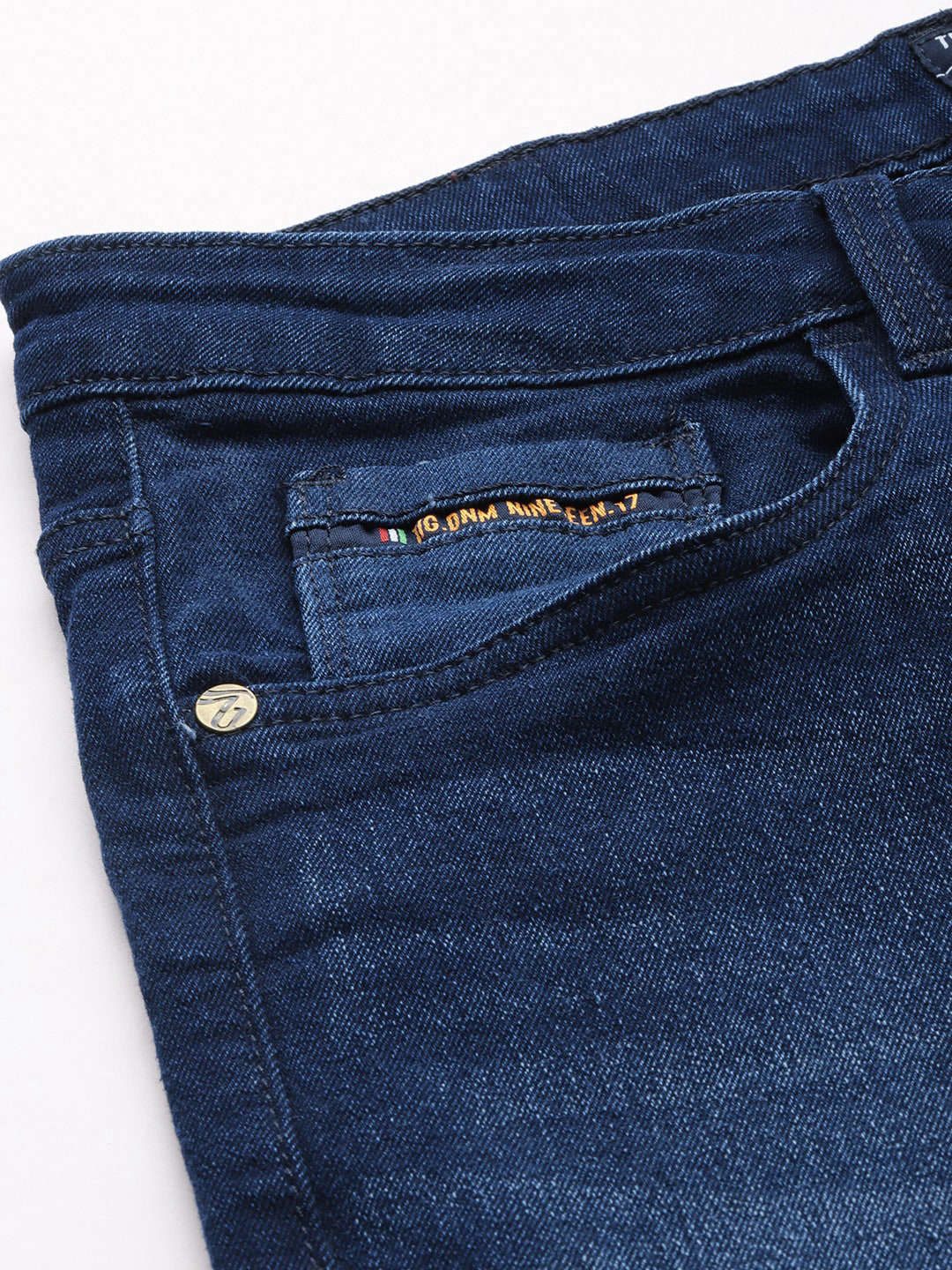 Men's Dark Blue Slim Fit Solid Street Wear Jeans - Image 6