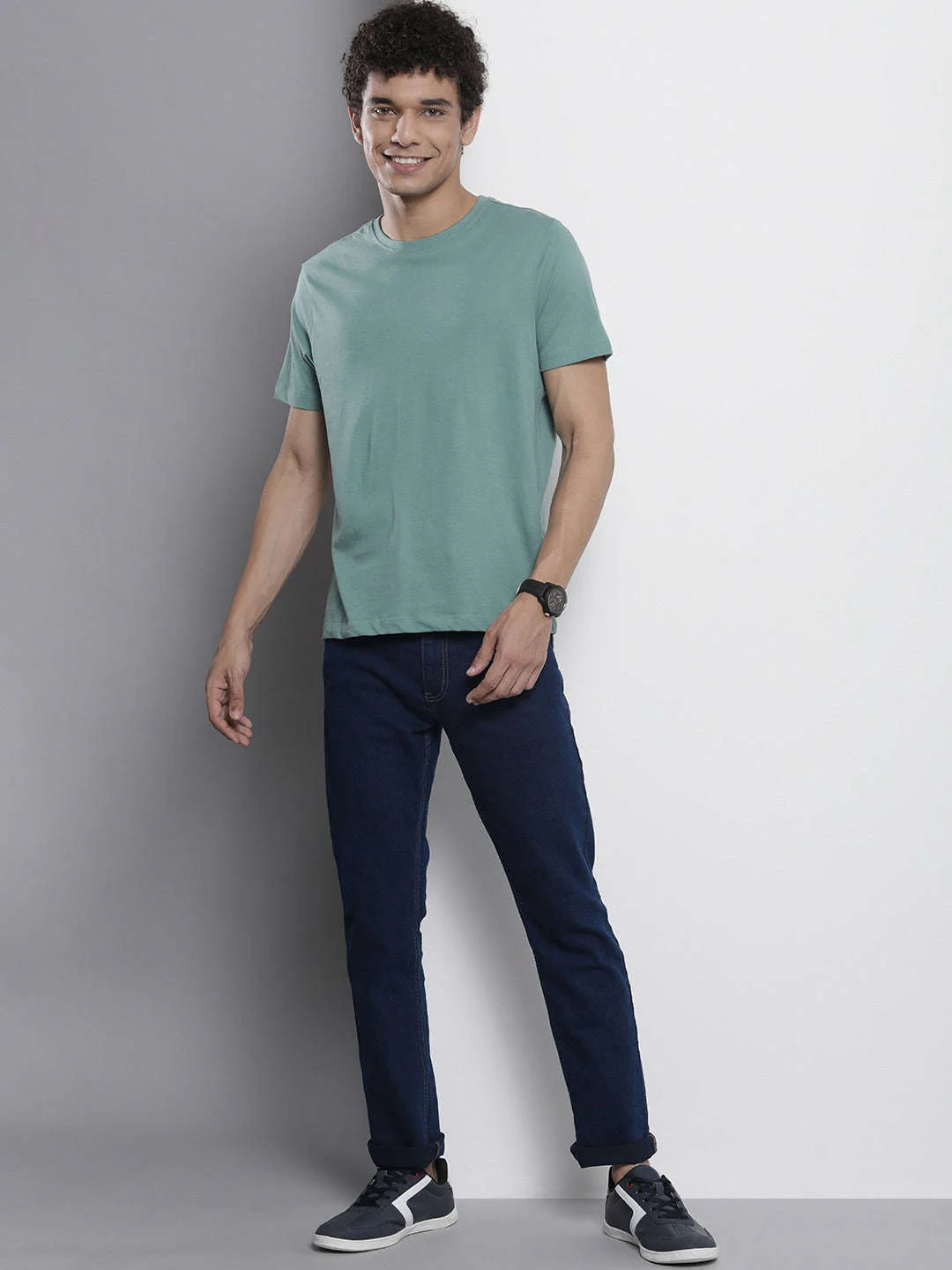 Men's Dark Blue Slim Fit Solid Casual Jeans - Image 4