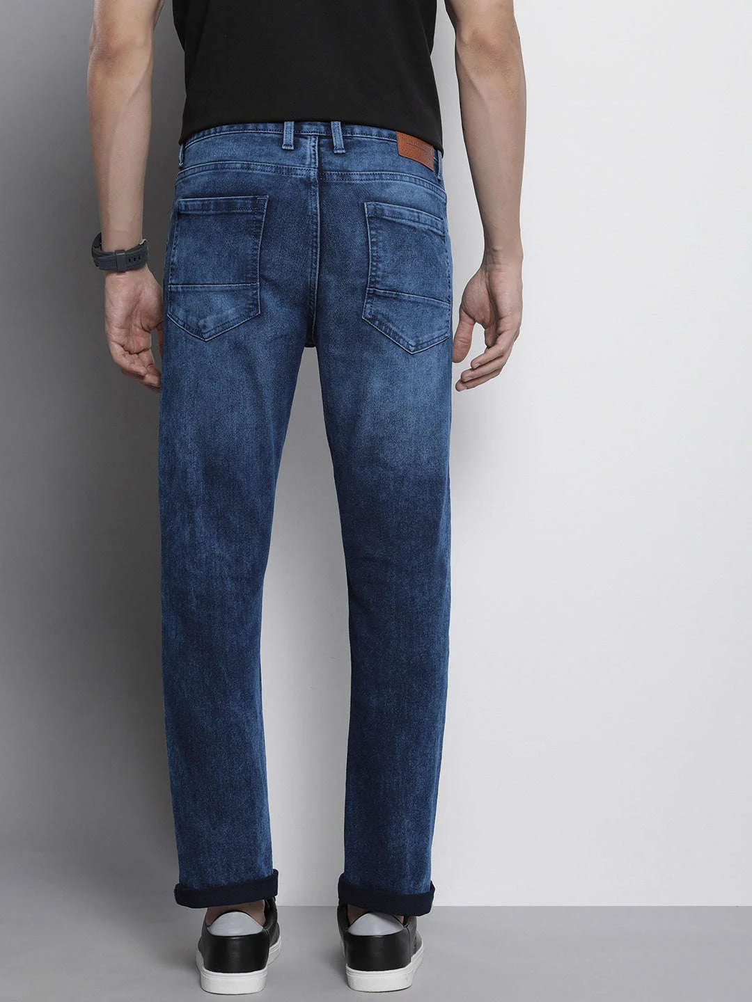 Men's Blue Slim Fit Solid Casual Jeans - Image 3