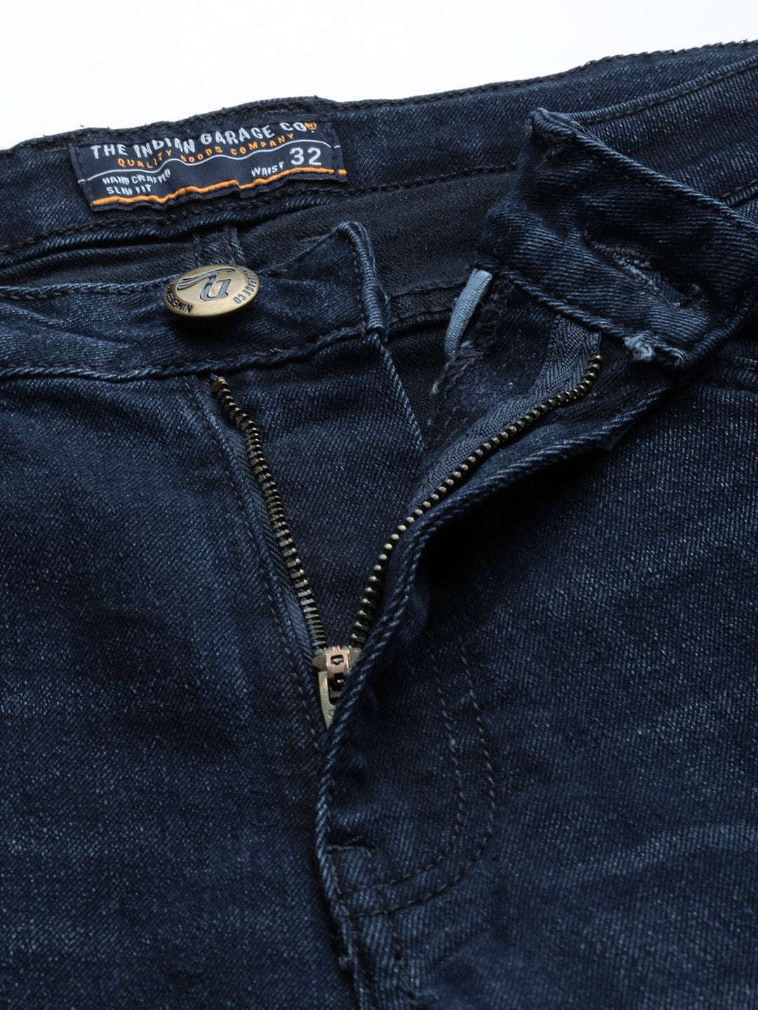 Men's Blue Slim Straight Fit Solid Mid-Rise Stretchable Jeans - Image 5