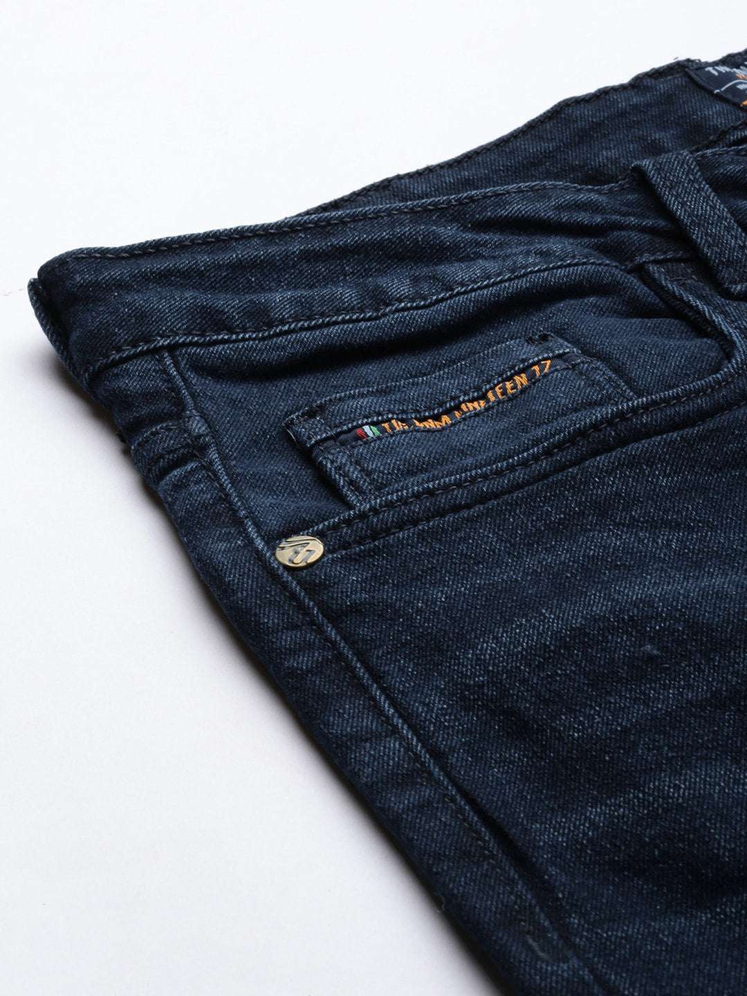 Men's Blue Slim Straight Fit Solid Mid-Rise Stretchable Jeans - Image 6