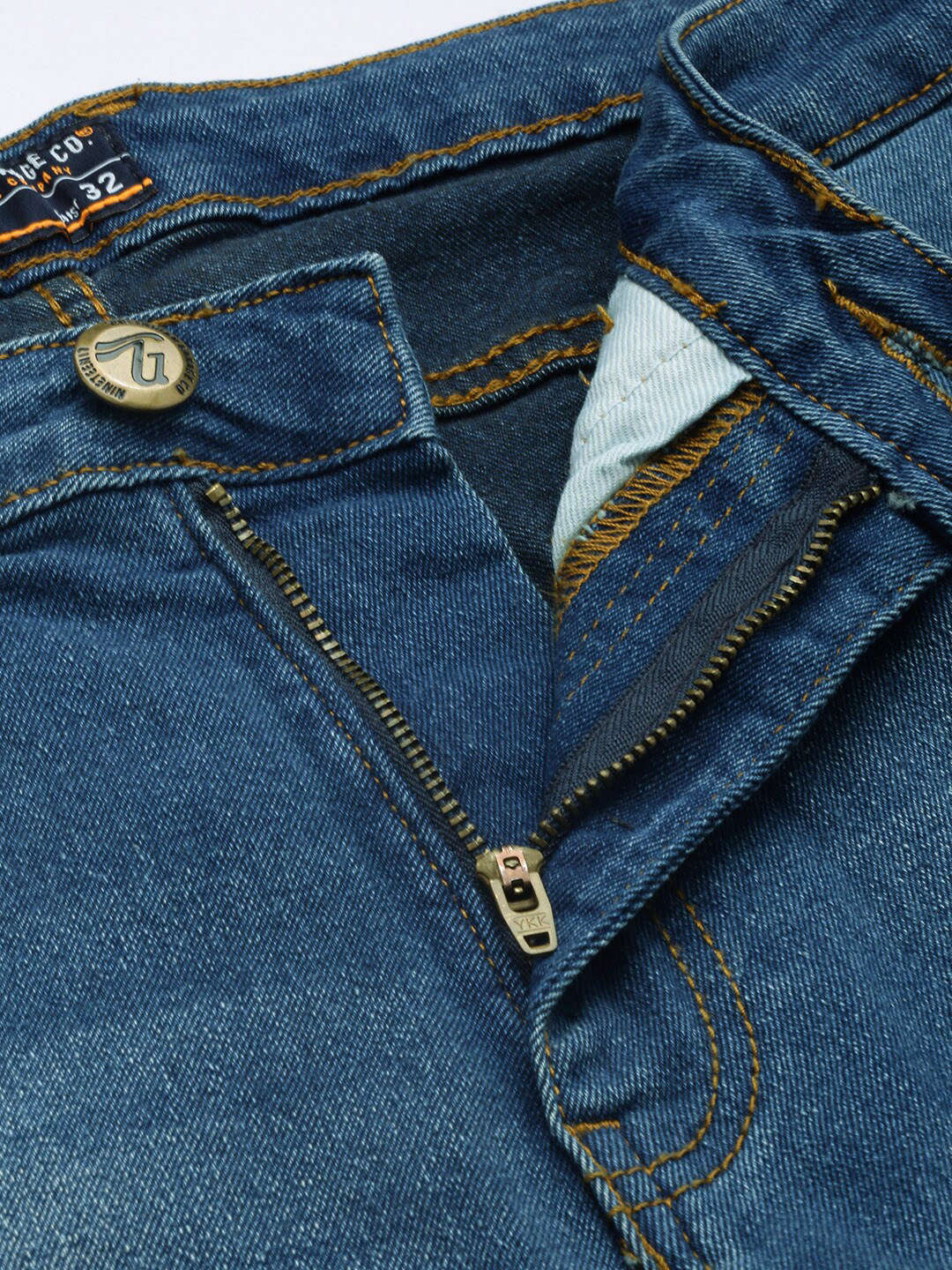 Men's Blue Slim Straight Fit Solid Mid-Rise Stretchable Jeans - Image 5