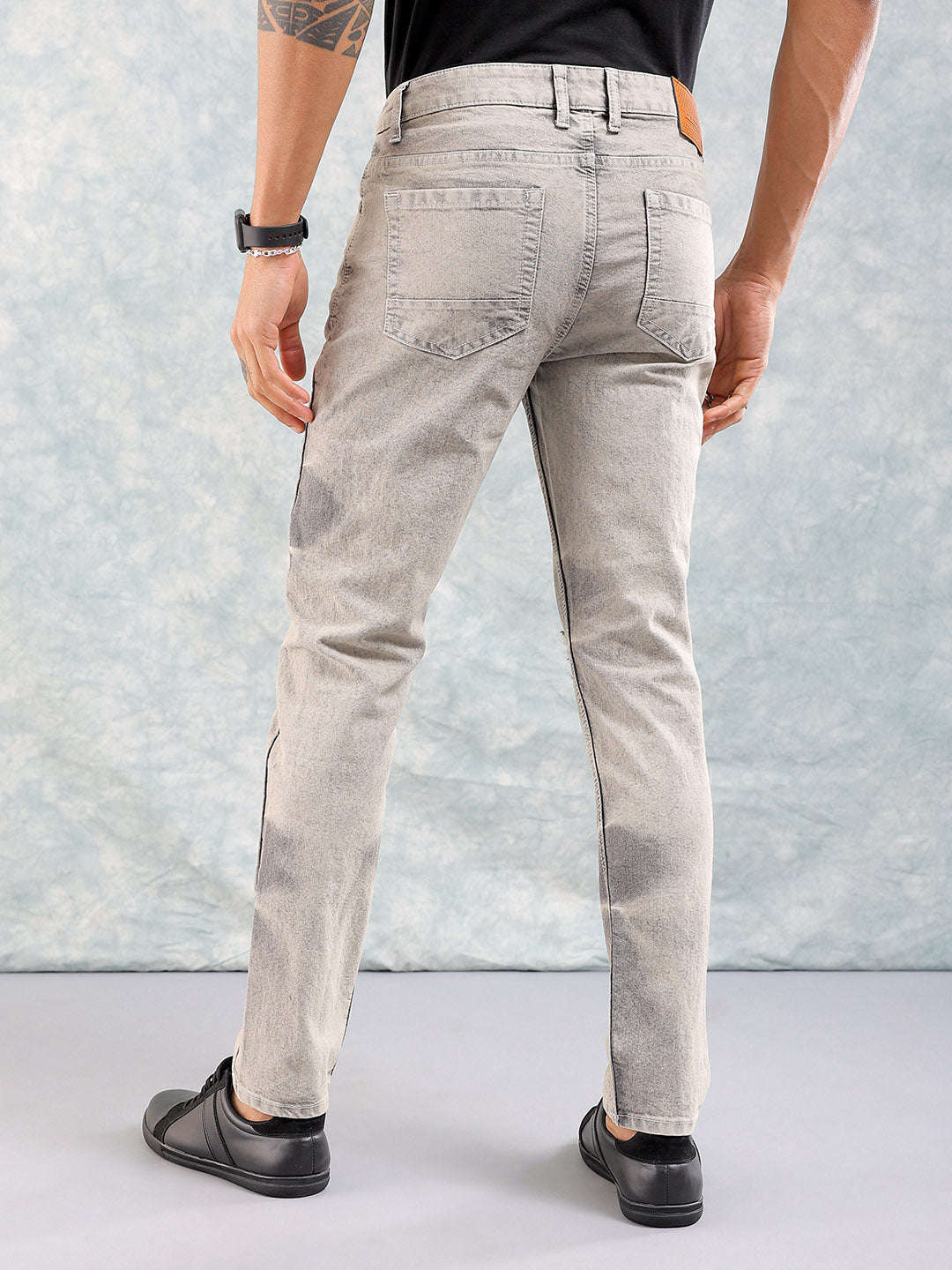 Men's Khaki Slim Fit Solid Street Wear Jeans - Image 3