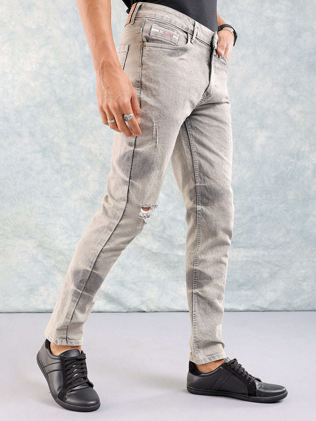 Men's Khaki Slim Fit Solid Street Wear Jeans - Image 5