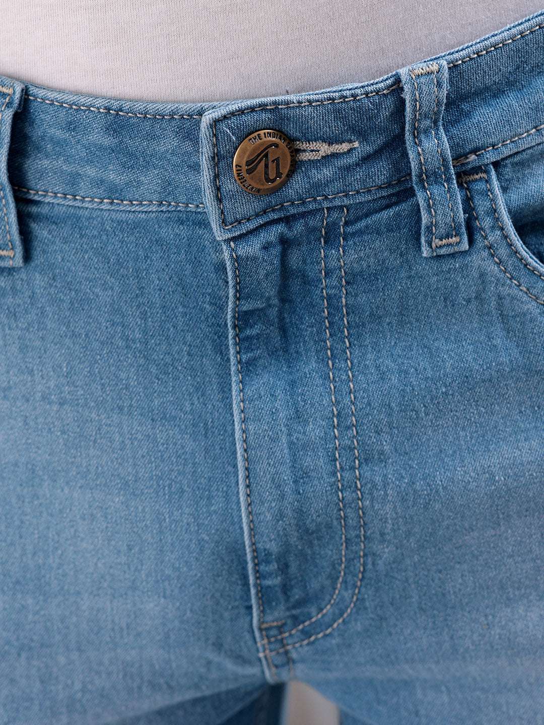 Men's Light Blue Slim Fit Solid Casual Jeans - Image 6