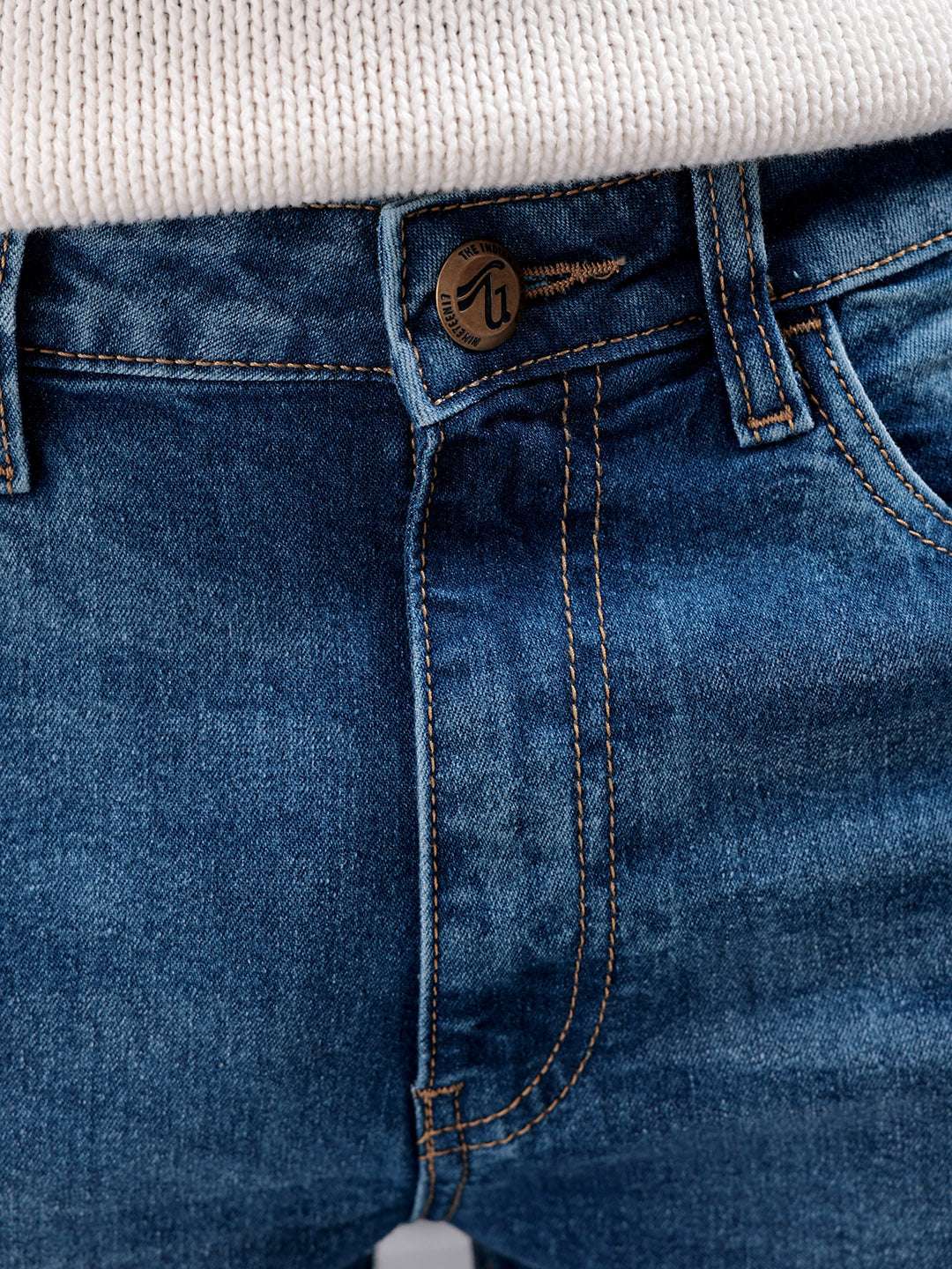 Men's Light Blue Slim Fit Solid Street Wear Jeans - Image 6