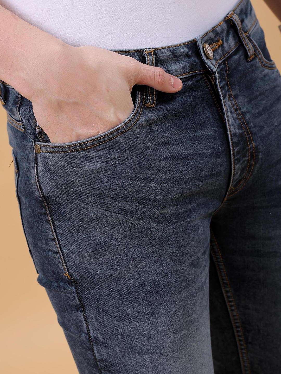 Men's Navy Slim Fit Solid Mid-Rise Stretchable Jeans - Image 5