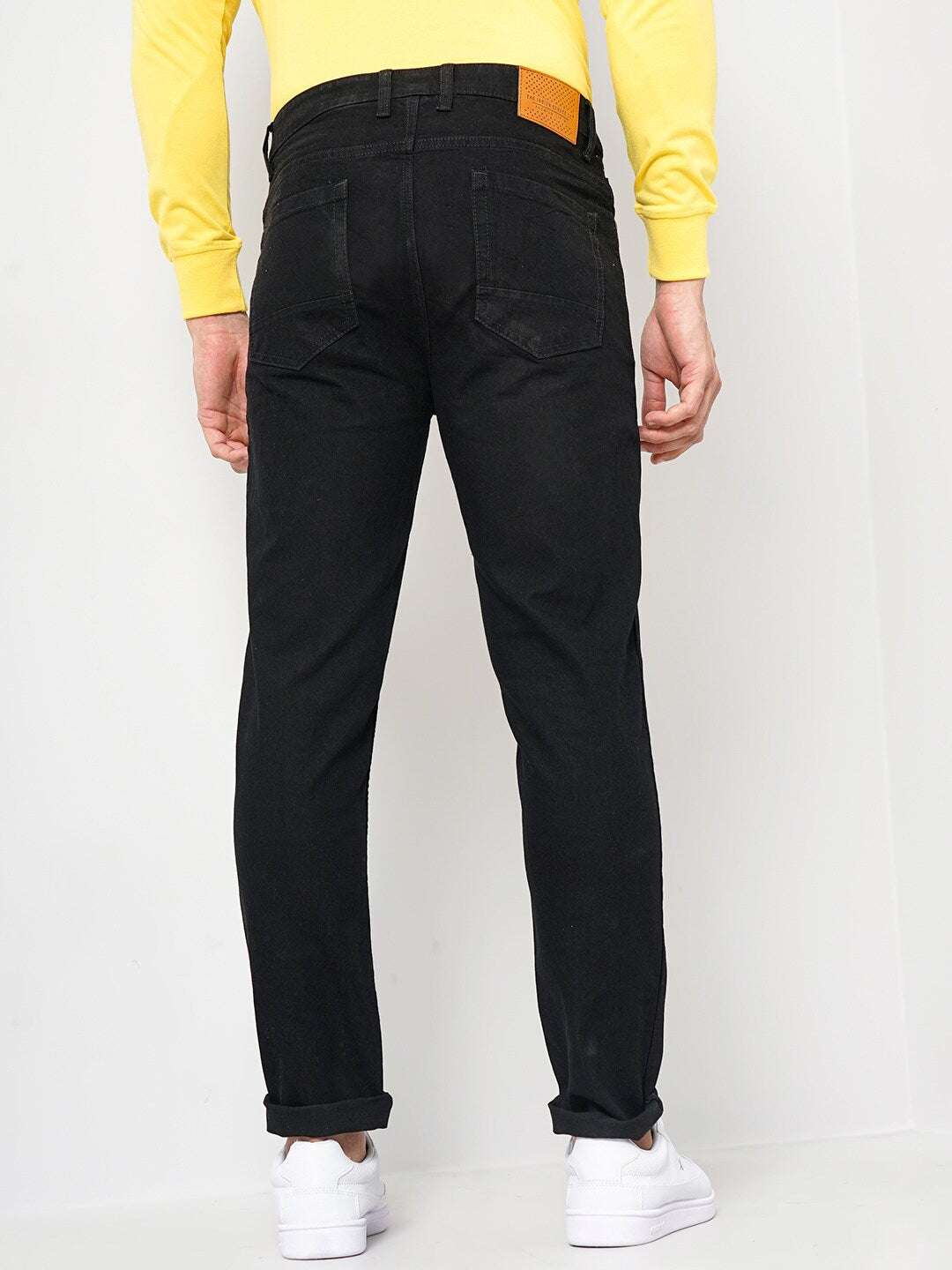 Men's Black Slim Fit Solid Mid-Rise Stretchable Jeans - Image 3