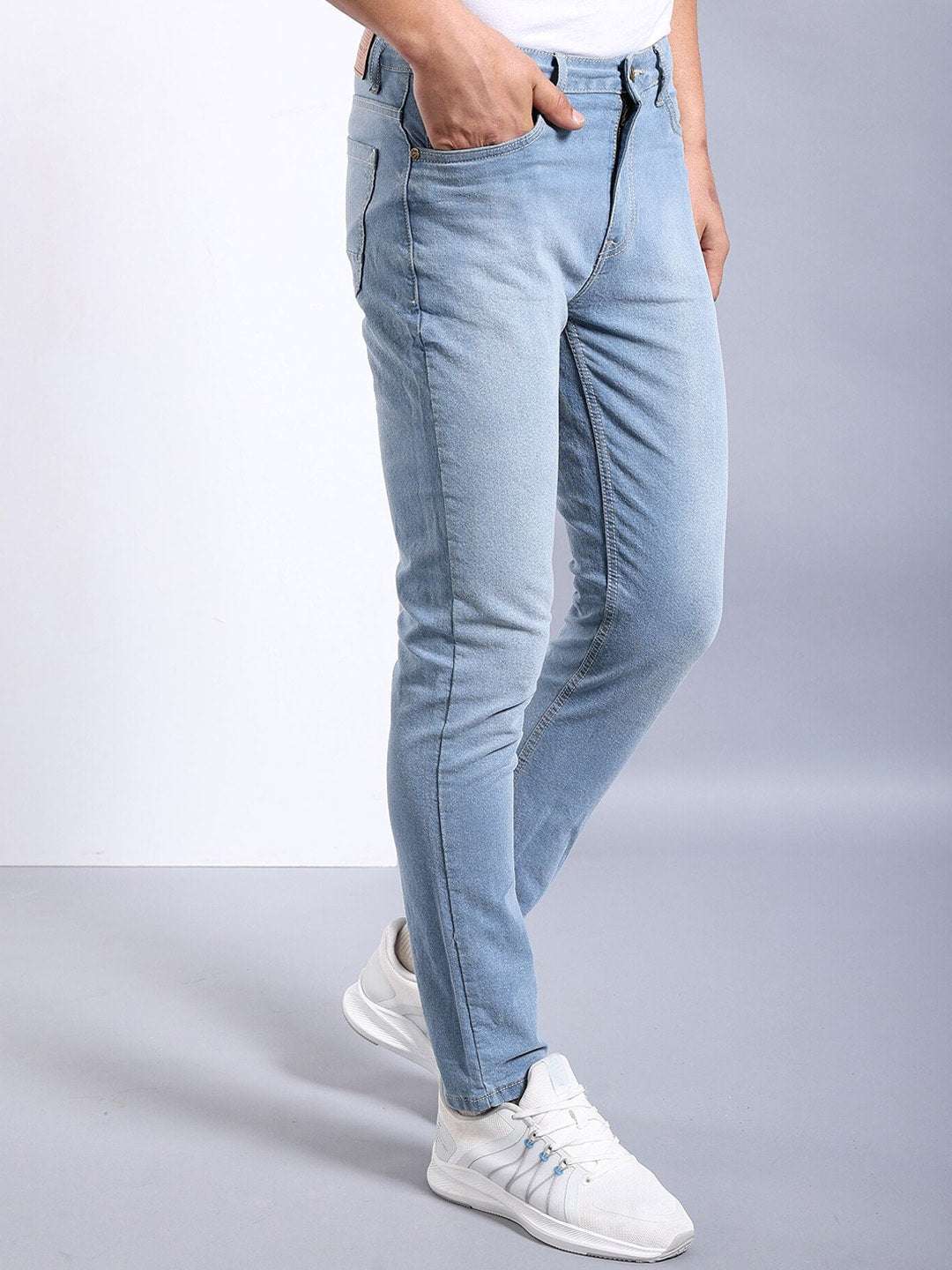Men's Navy Slim Fit Solid Mid-Rise Stretchable Jeans - Image 2
