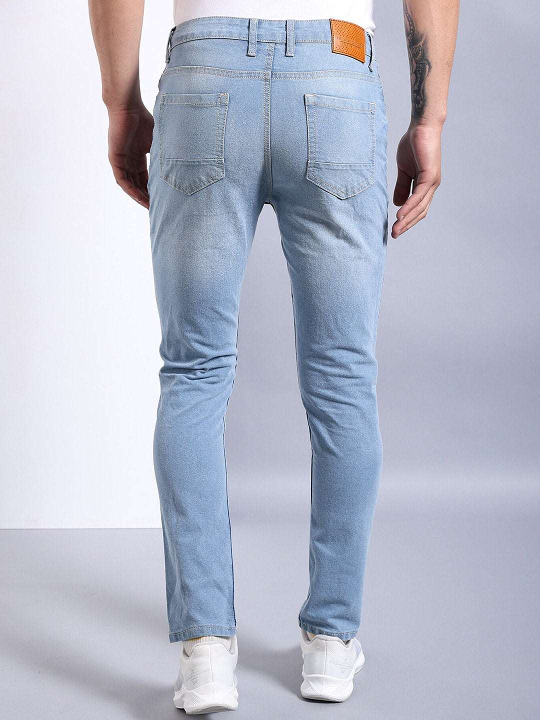 Men's Navy Slim Fit Solid Mid-Rise Stretchable Jeans - Image 3
