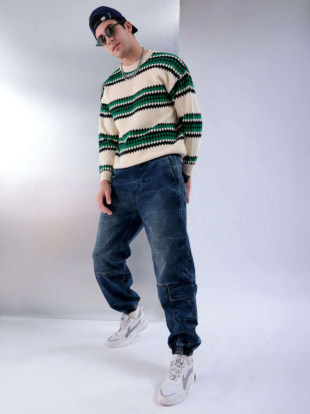 Men's Midnight Blue Loose Fit Street Wear Jeans - Image 3