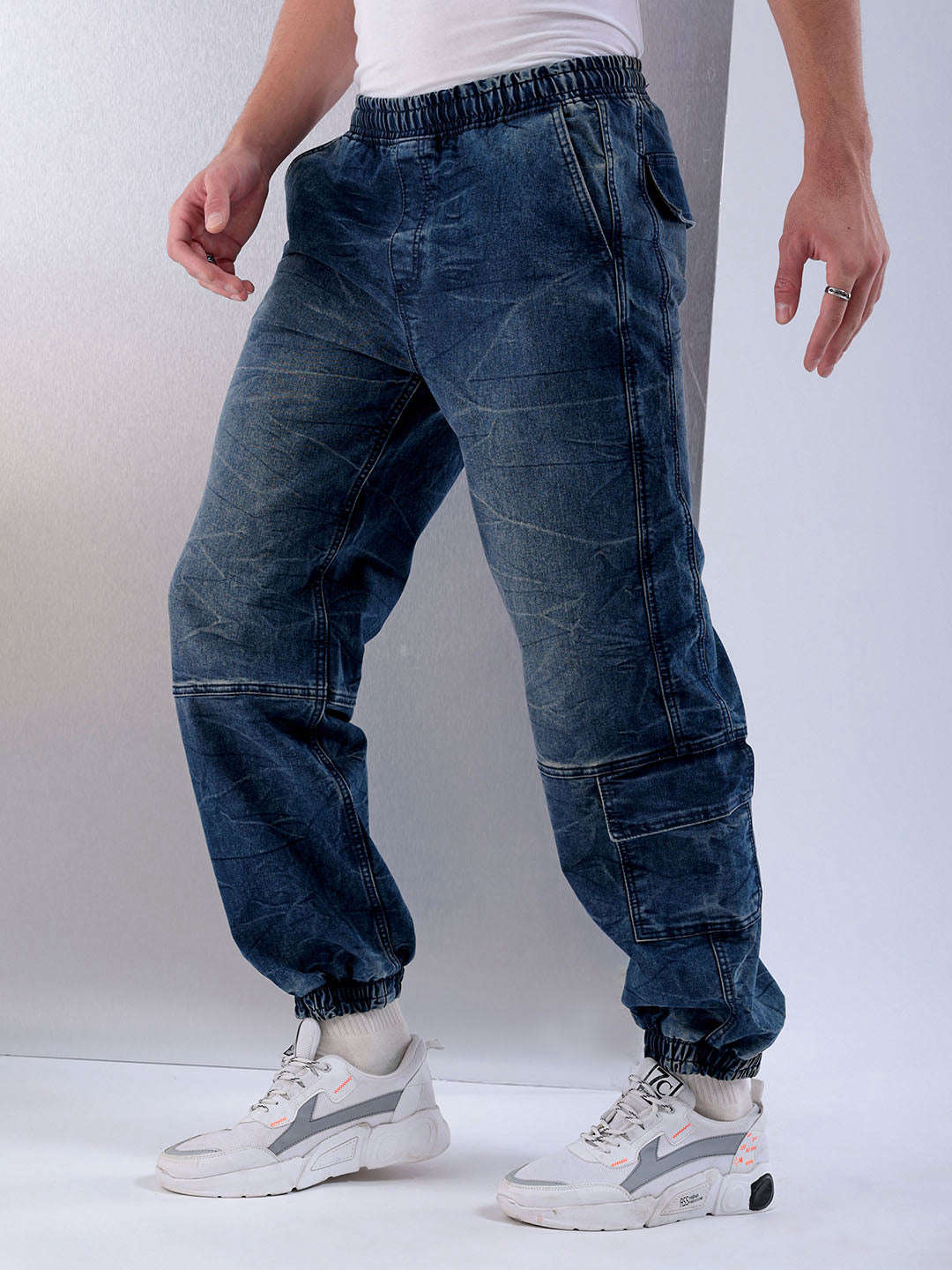 Men's Midnight Blue Loose Fit Street Wear Jeans - Image 5