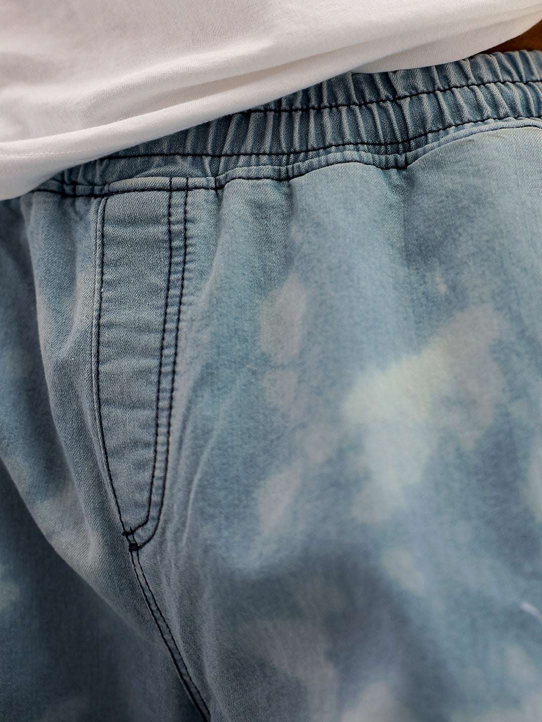 Men's Light Blue Loose Fit Solid Street Wear Jeans - Image 6