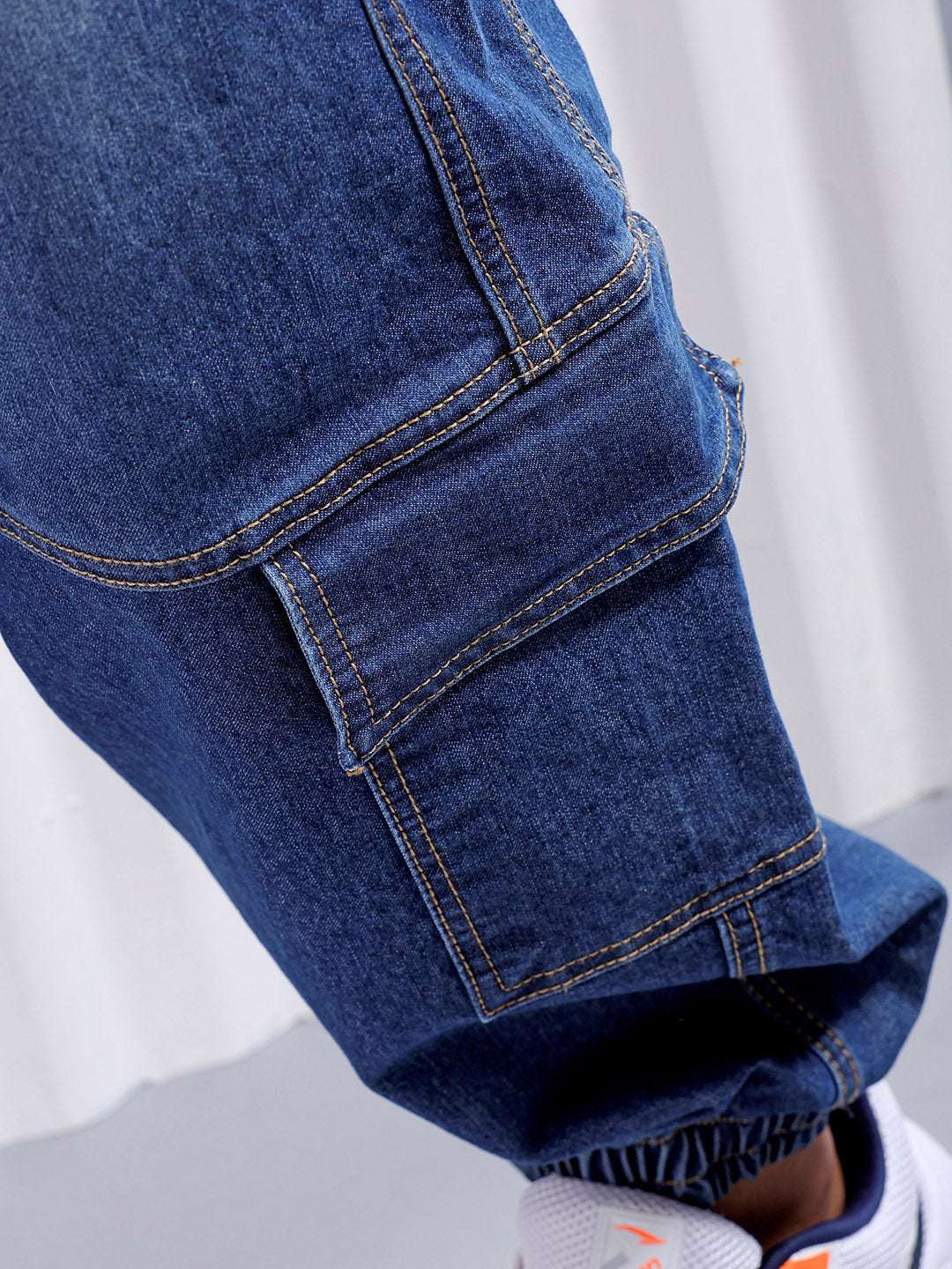 Men's Blue Loose Fit Solid Street Wear Jeans - Image 8