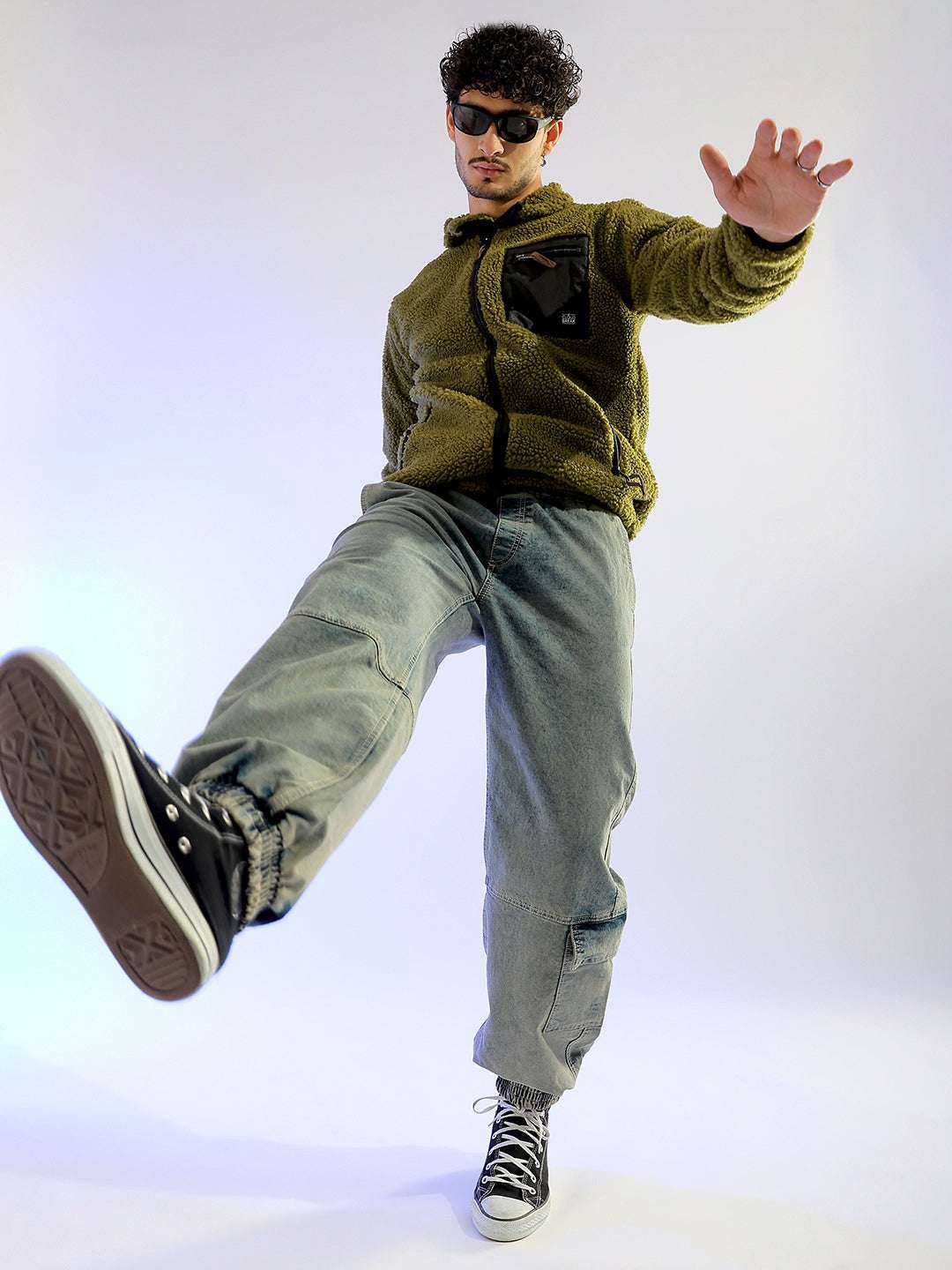 Men's Light Khaki Loose Fit Solid Street Wear Jeans - Image 2