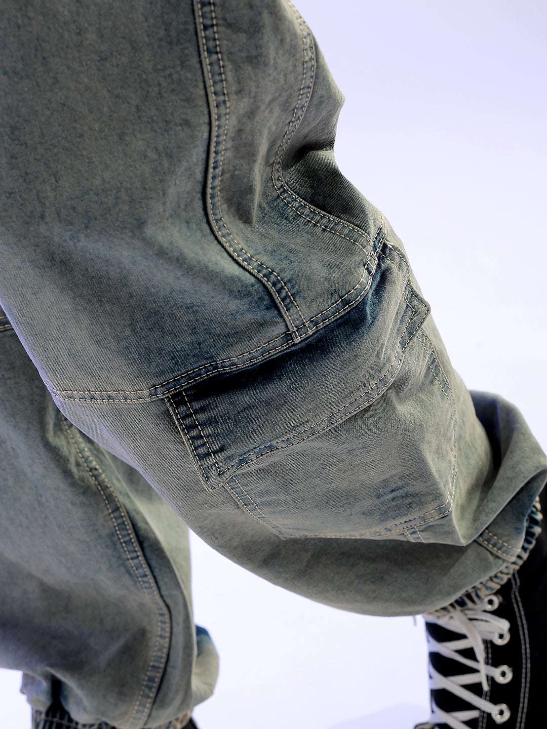 Men's Light Khaki Loose Fit Solid Street Wear Jeans - Image 7