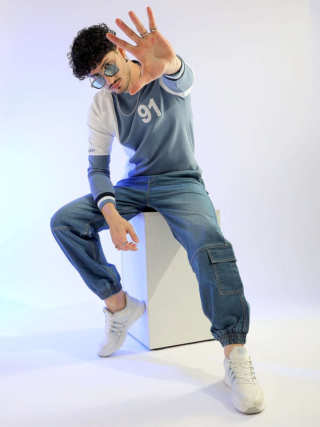 Men's Midnight Blue Loose Fit Solid Street Wear Jeans - Image 2