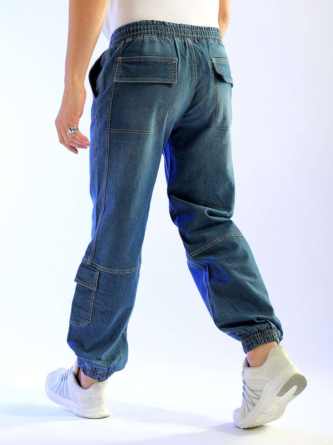 Men's Midnight Blue Loose Fit Solid Street Wear Jeans - Image 3