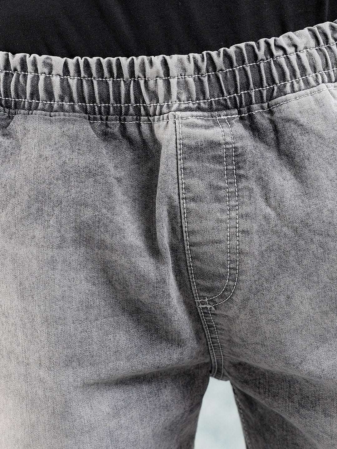 Men's Grey Loose Fit Solid Street Wear Jeans - Image 5