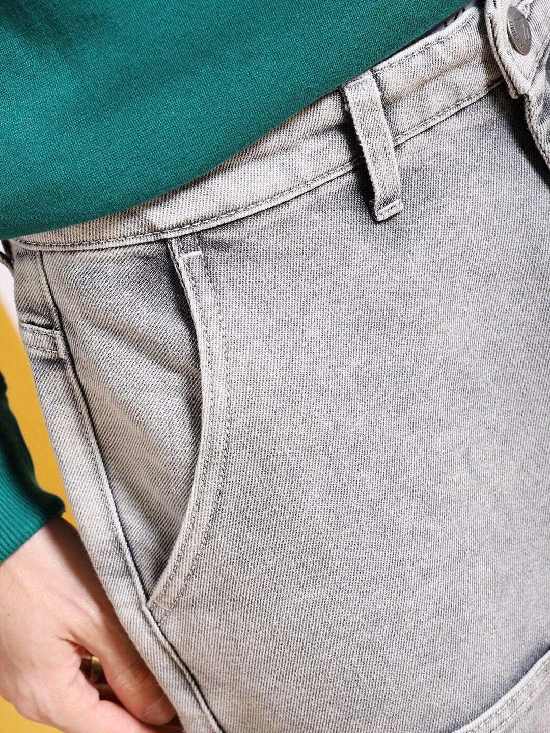 Men's Grey Baggy Fit Solid Mid-Rise Carpenter Denim - Image 4