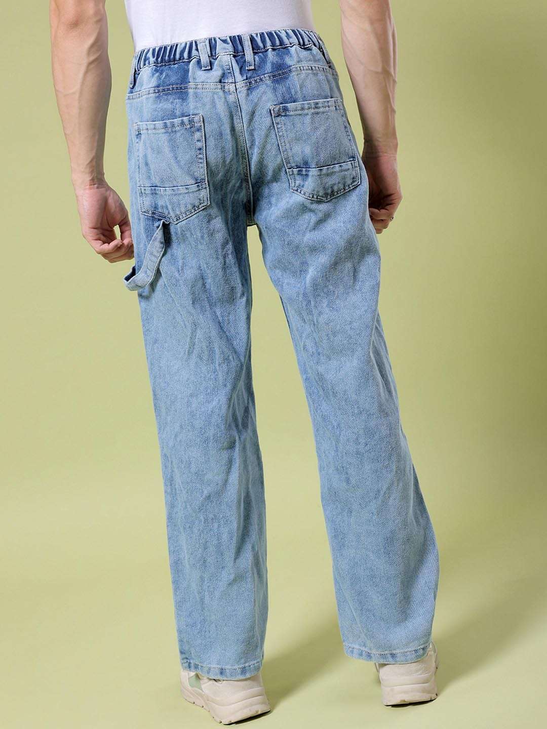 Men's Blue Baggy Solid Mid-Rise Stretchable Jeans - Image 10