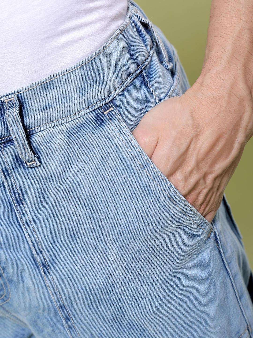 Men's Blue Baggy Solid Mid-Rise Stretchable Jeans - Image 13