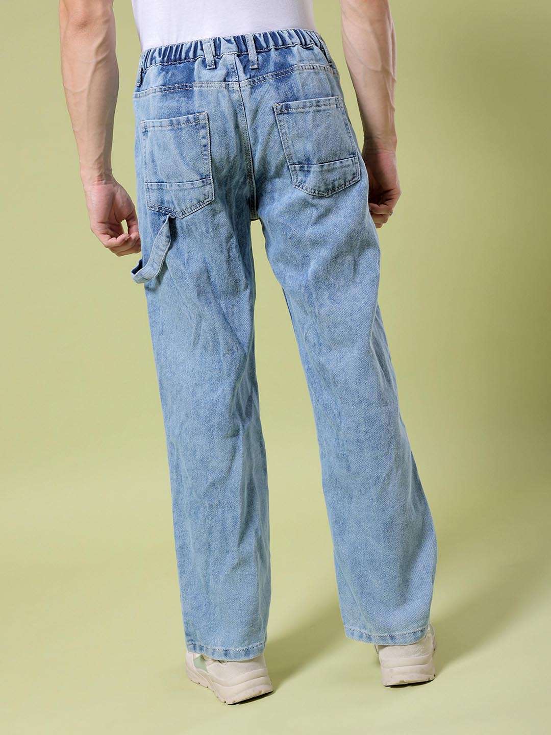 Men's Blue Baggy Solid Mid-Rise Stretchable Jeans - Image 3
