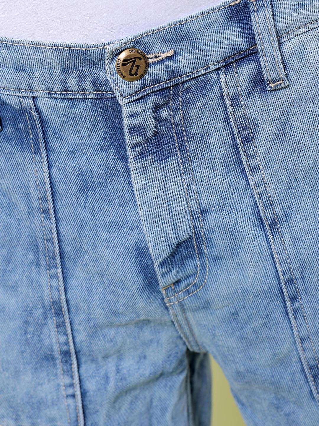 Men's Blue Baggy Solid Mid-Rise Stretchable Jeans - Image 5