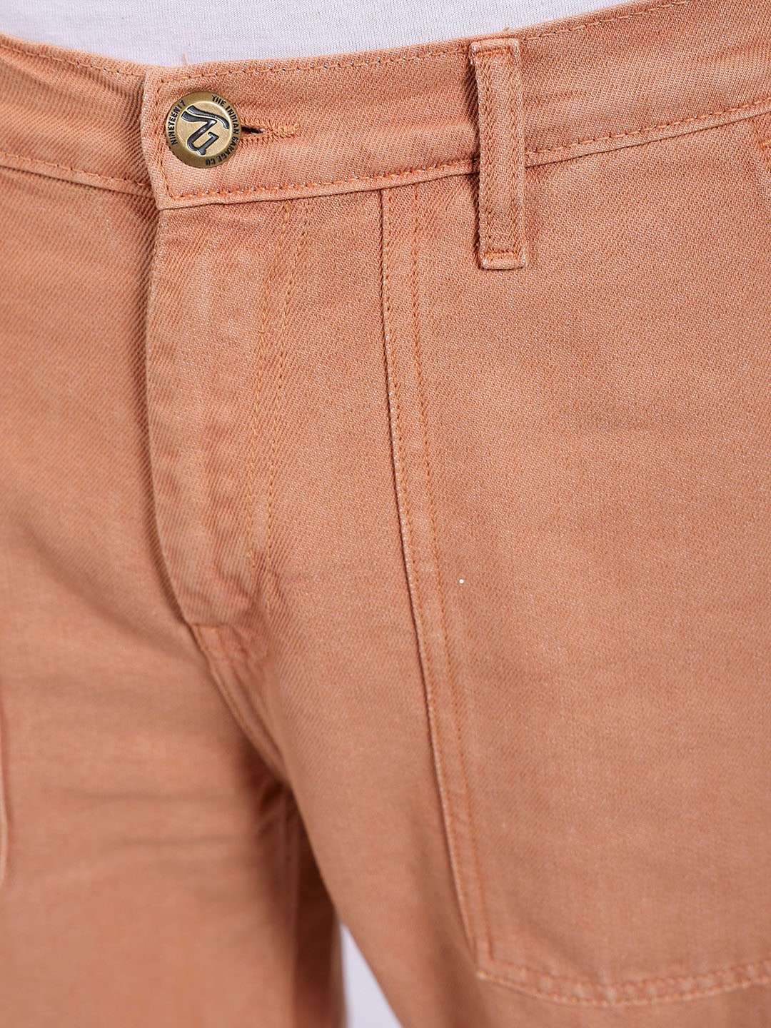 Men's Almond Straight Fit Solid Retro Wear Jeans - Image 5