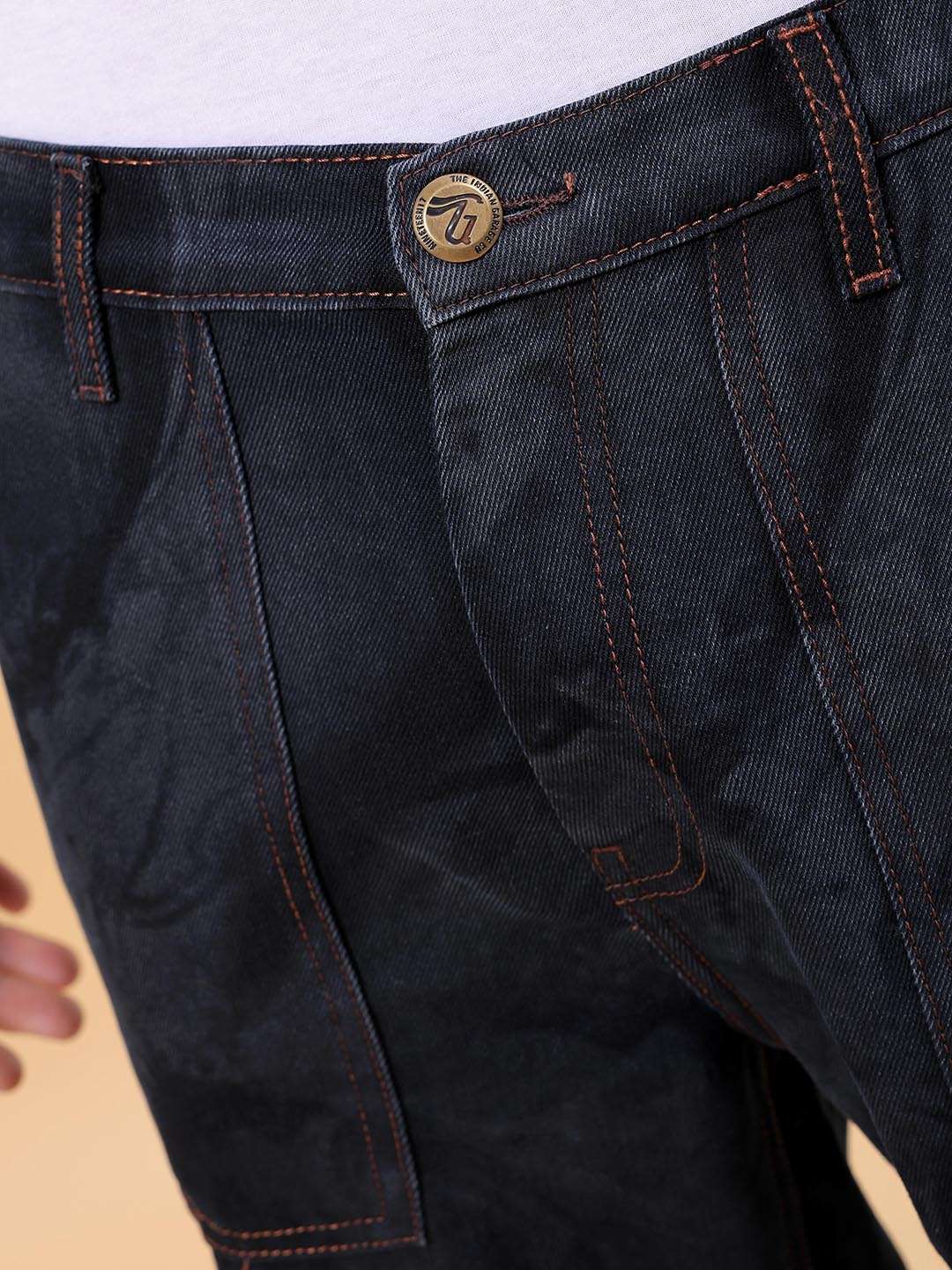 Men's Dark Blue Baggy Fit Solid Casual Jeans - Image 6