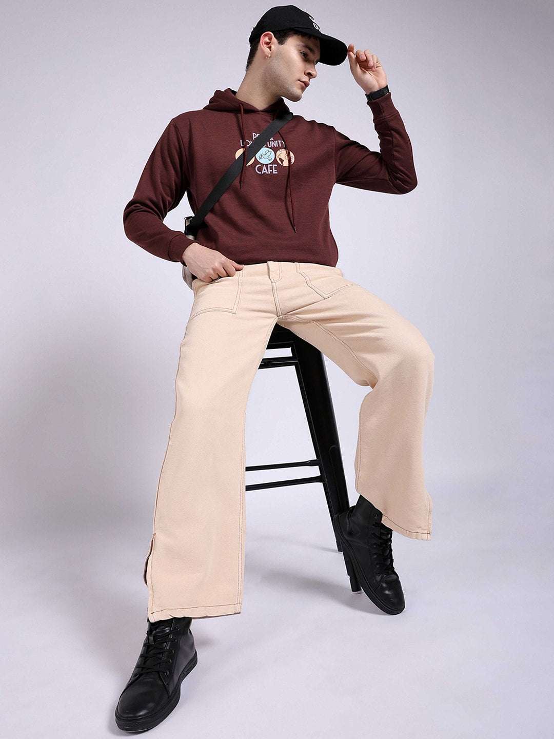 Men's White Baggy Solid Mid-Rise Stretchable Jeans - Image 5