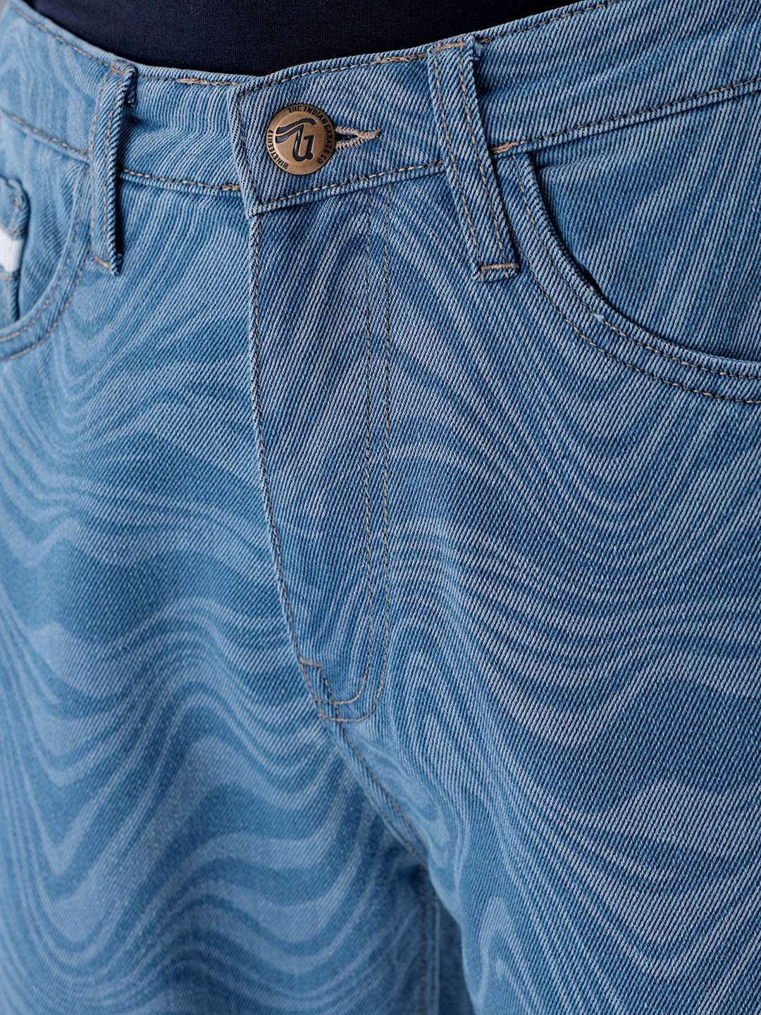 Men's Light Blue Baggy Fit Solid Casual Jeans - Image 5