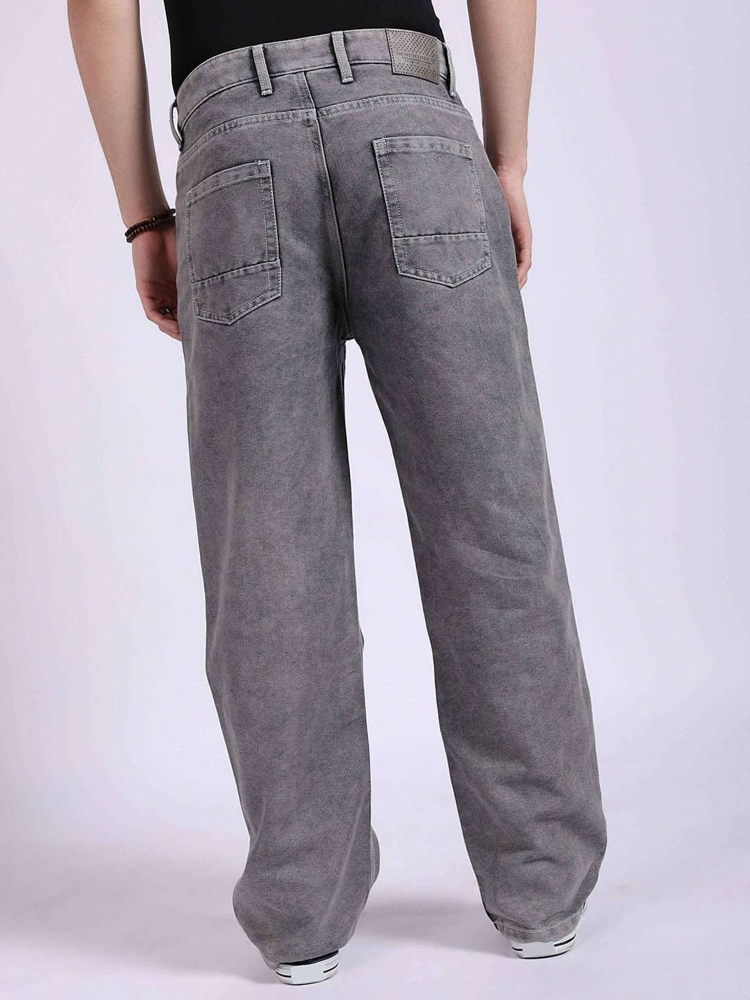 Men's Grey Baggy Conversational Mid-Rise Stretchable Jeans - Image 3