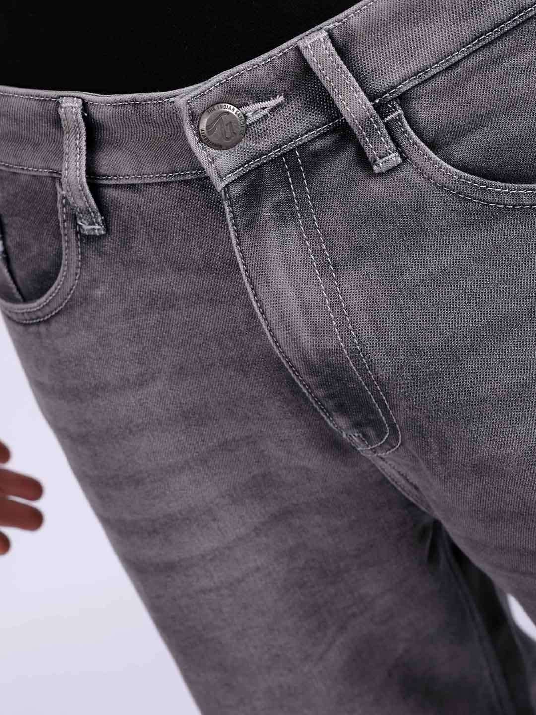 Men's Grey Baggy Conversational Mid-Rise Stretchable Jeans - Image 4