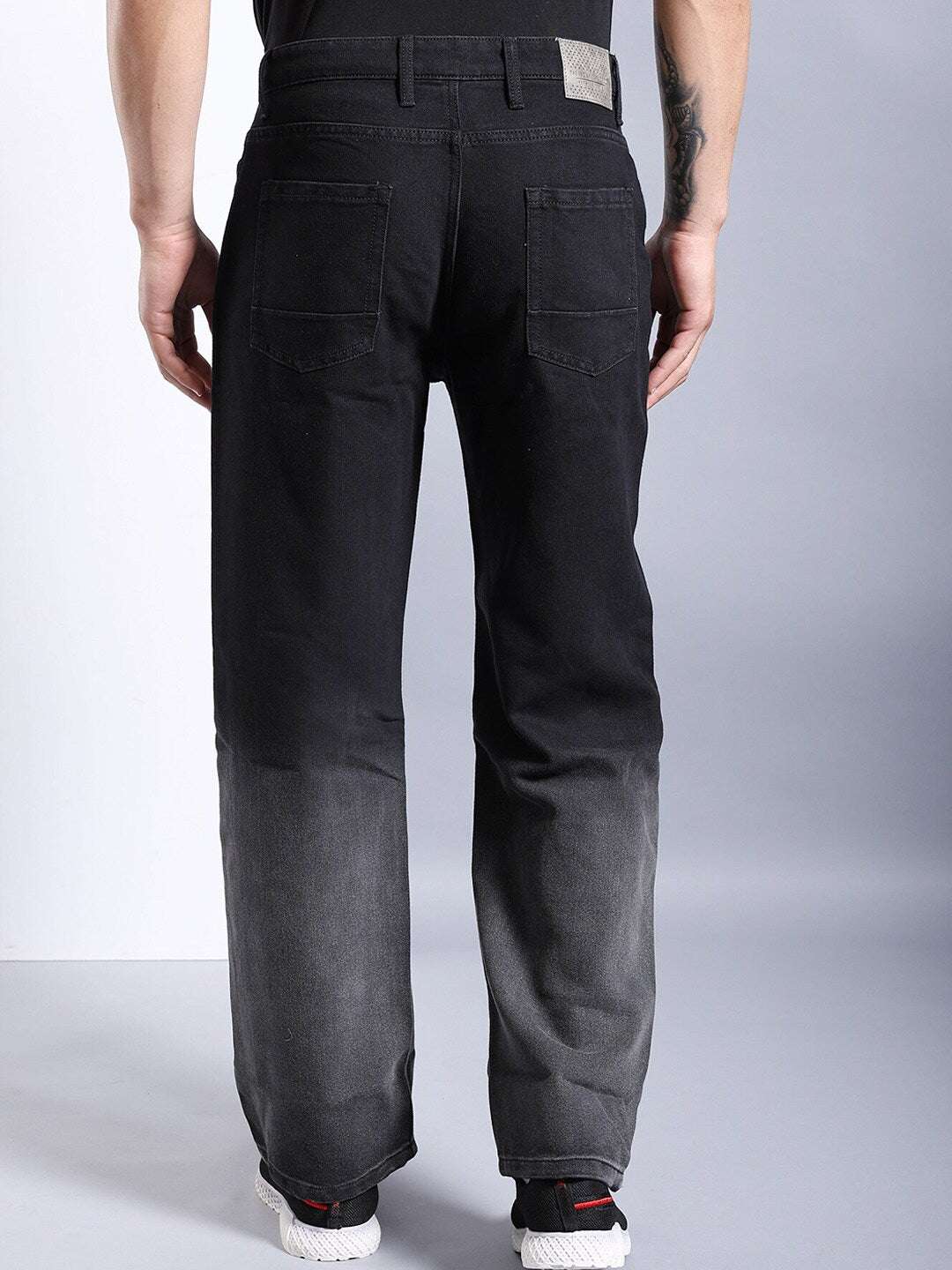 Men's Black Baggy Solid Mid-Rise Stretchable Jeans - Image 3