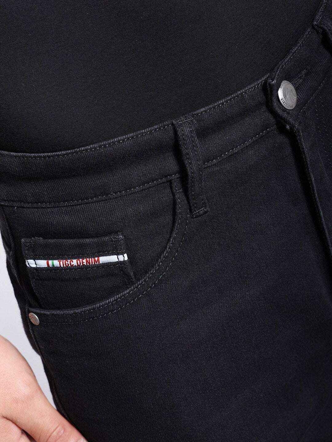 Men's Black Baggy Solid Mid-Rise Stretchable Jeans - Image 4