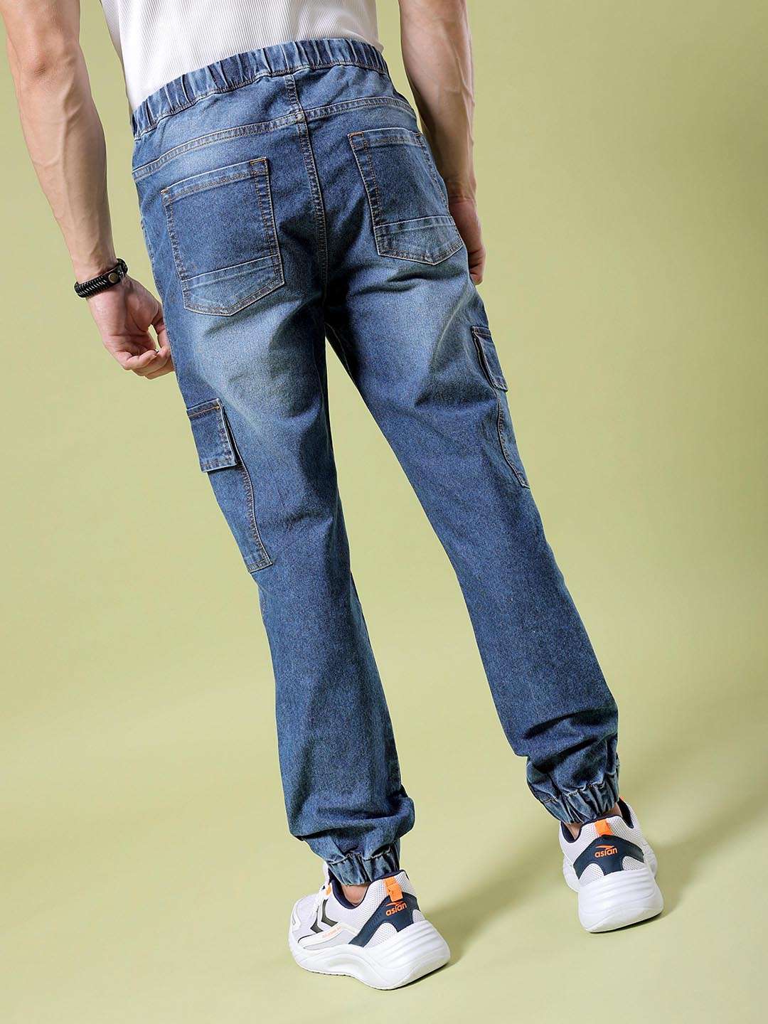 Men's Blue Regular Fit Solid Street Wear Jeans - Image 3