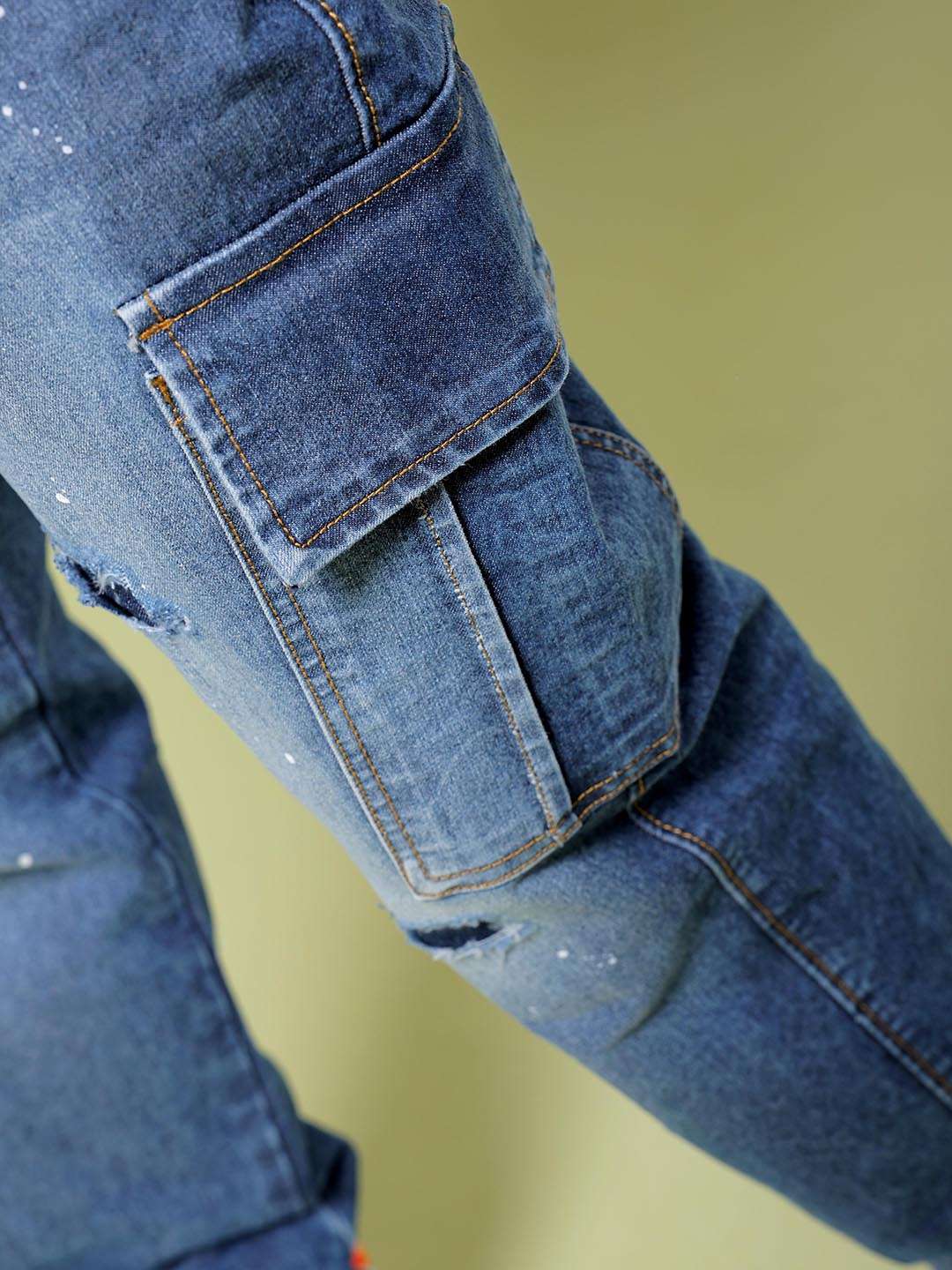 Men's Blue Regular Fit Solid Street Wear Jeans - Image 7