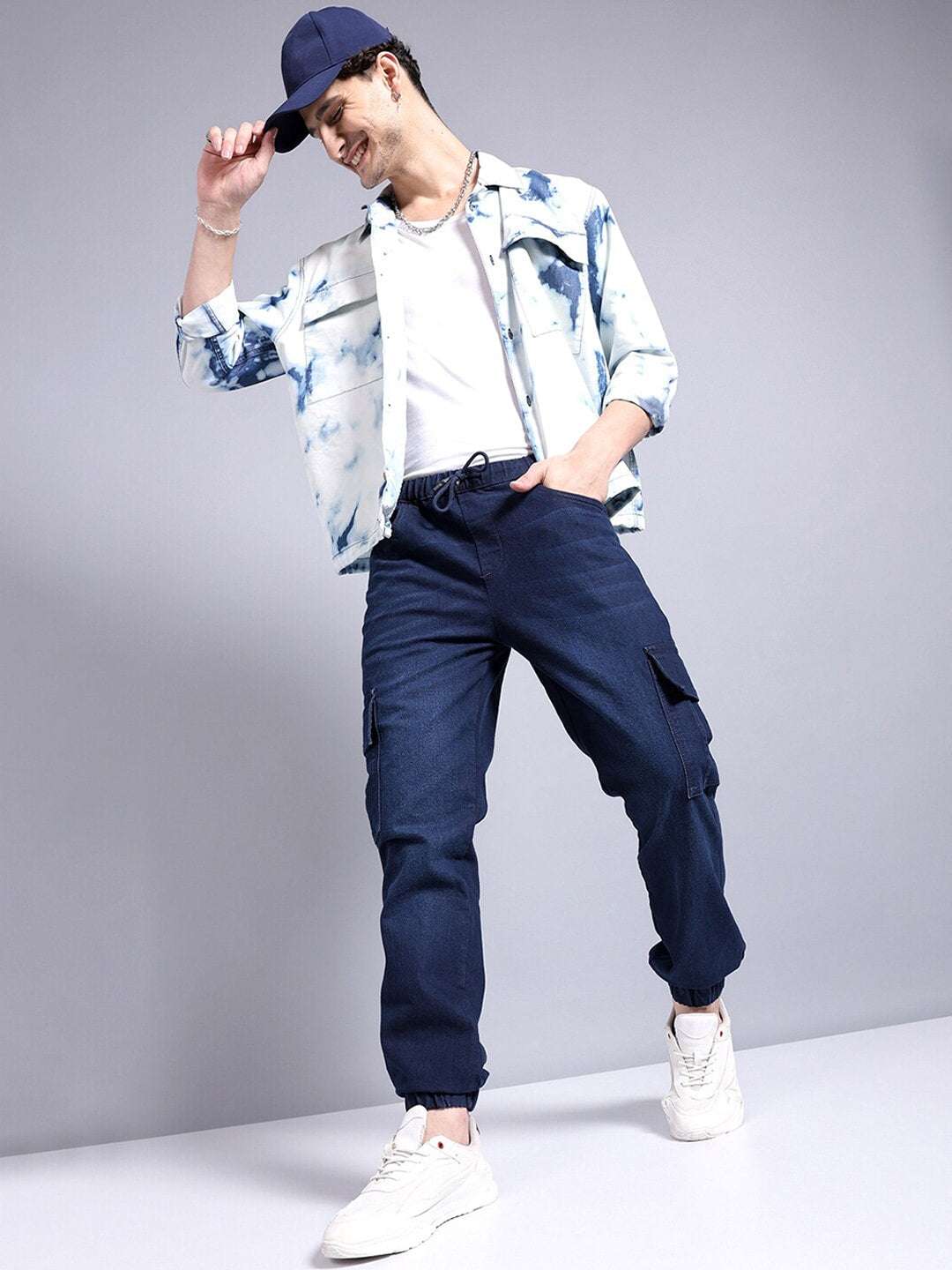 Men's Dark Blue Regular Fit Solid Street Wear Jeans - Image 5