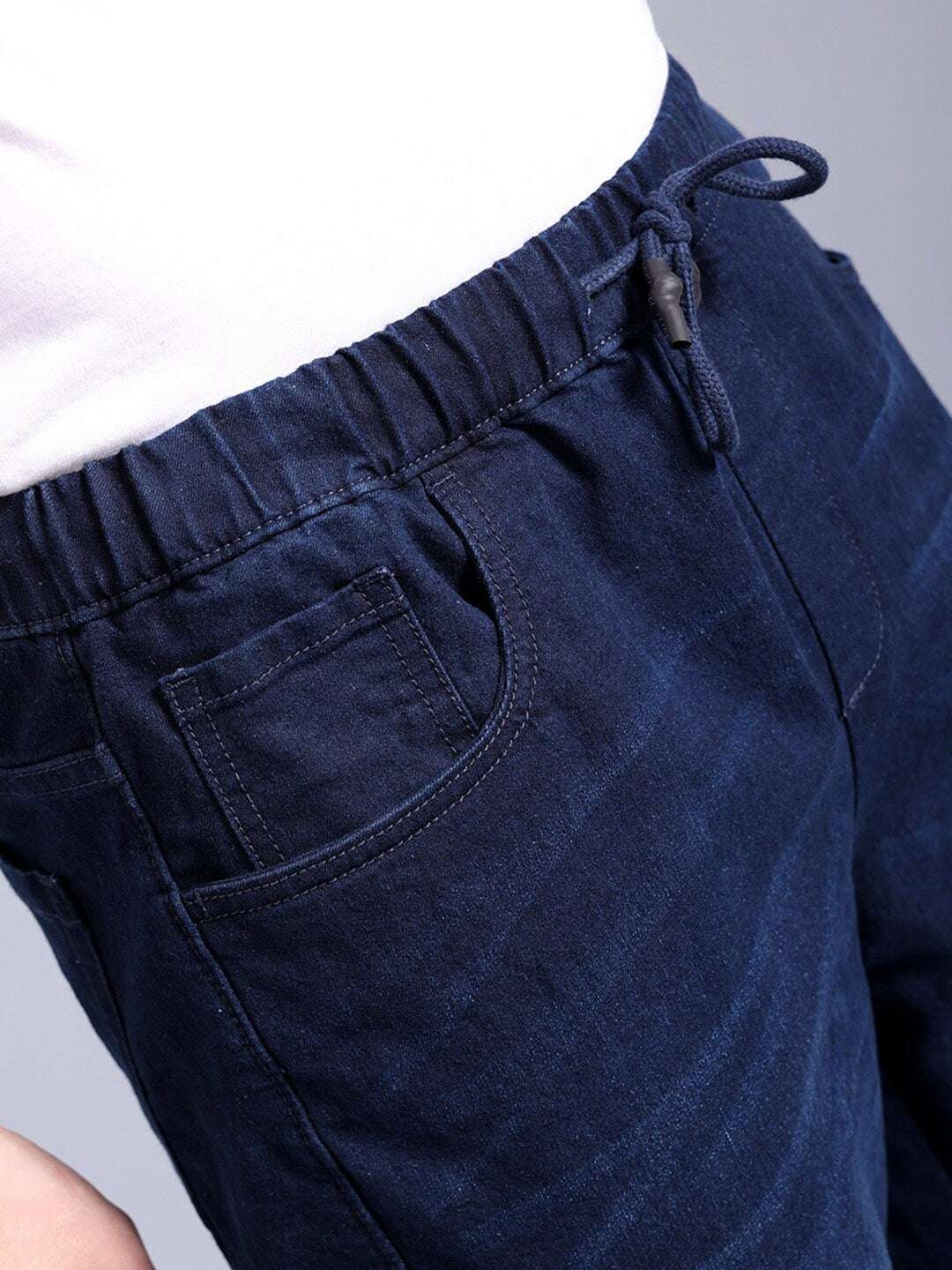 Men's Dark Blue Regular Fit Solid Street Wear Jeans - Image 6