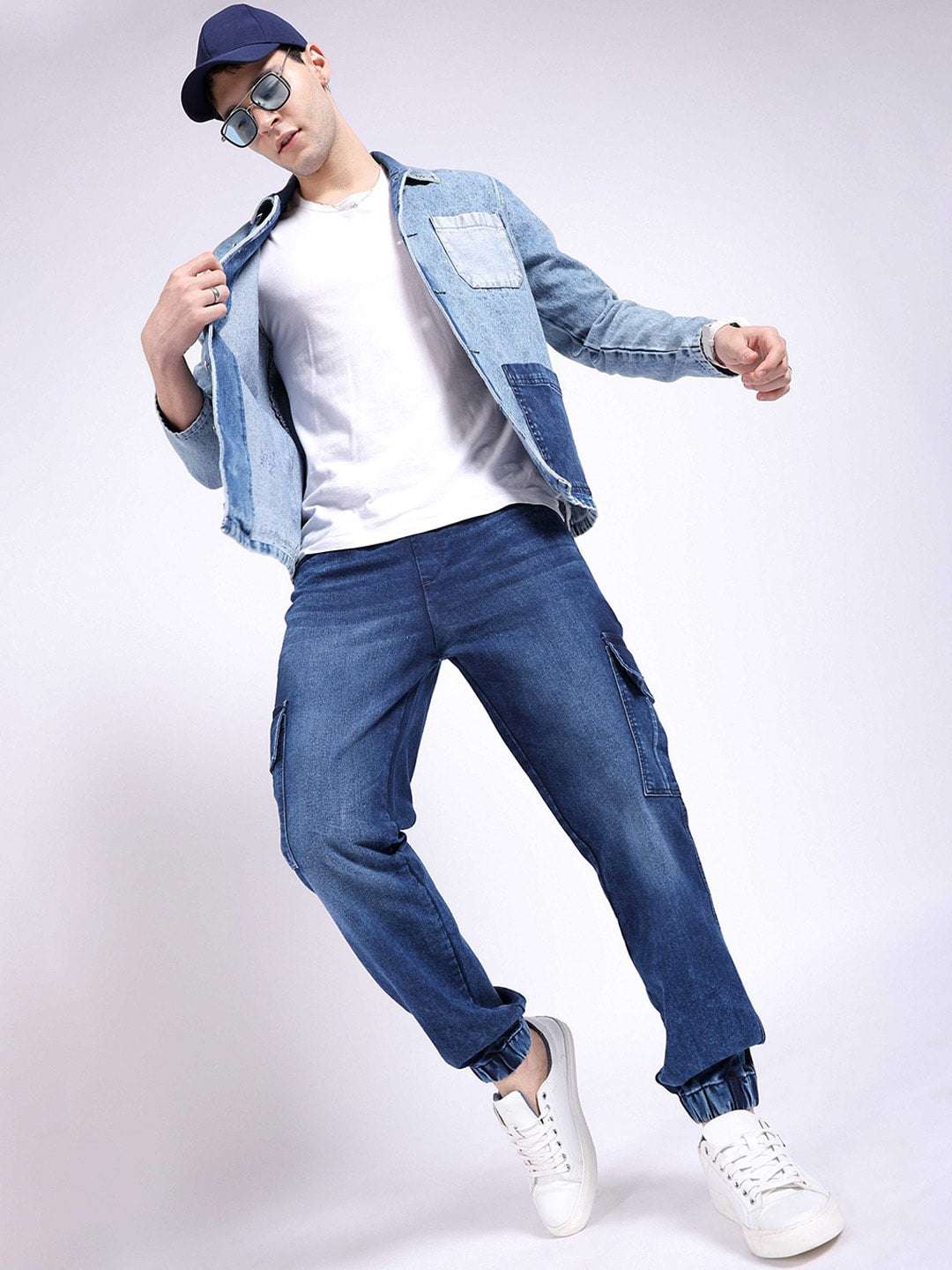 Men's Dark Blue Regular Fit Solid Street Wear Jeans - Image 5