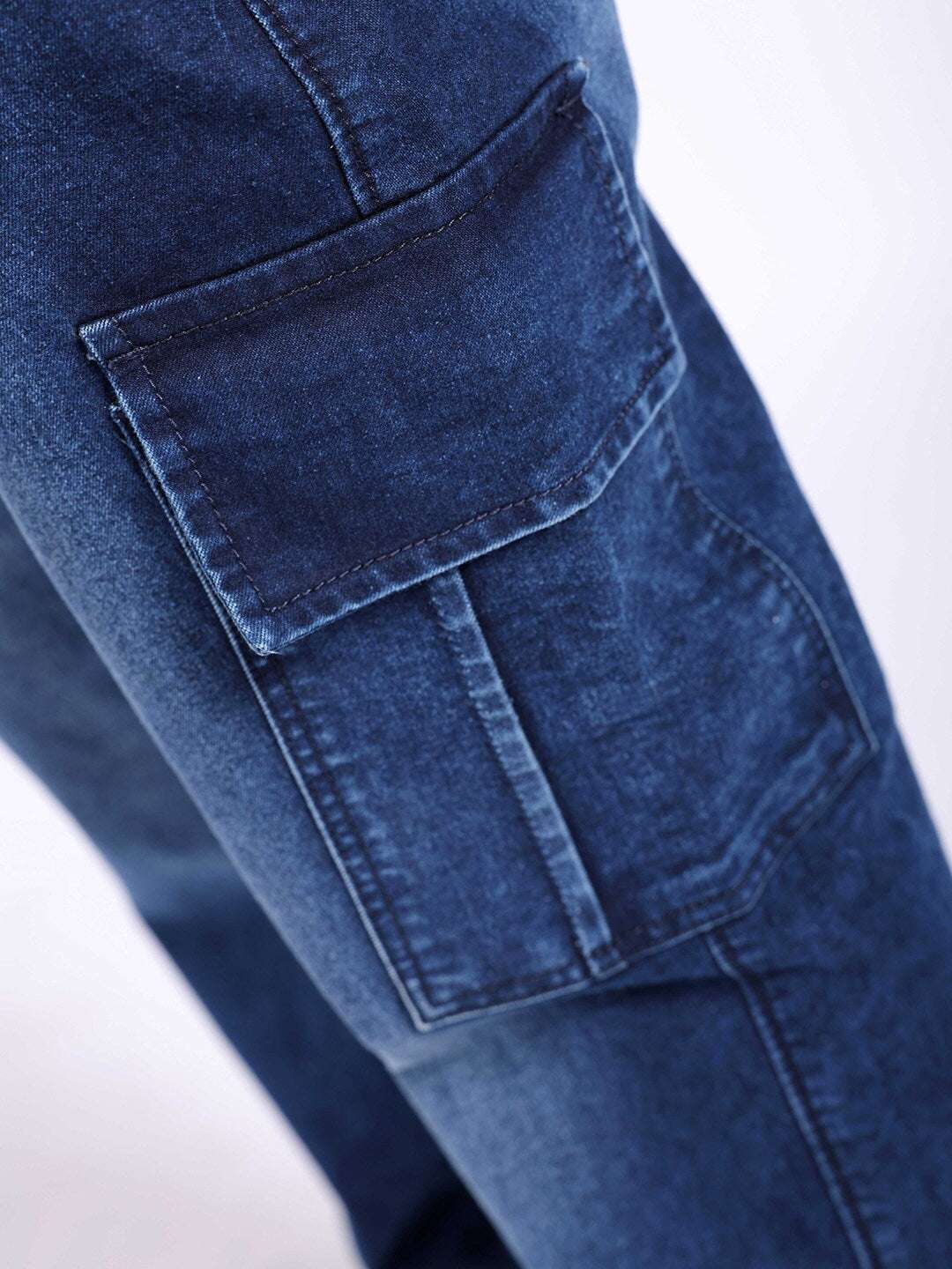 Men's Dark Blue Regular Fit Solid Street Wear Jeans - Image 6